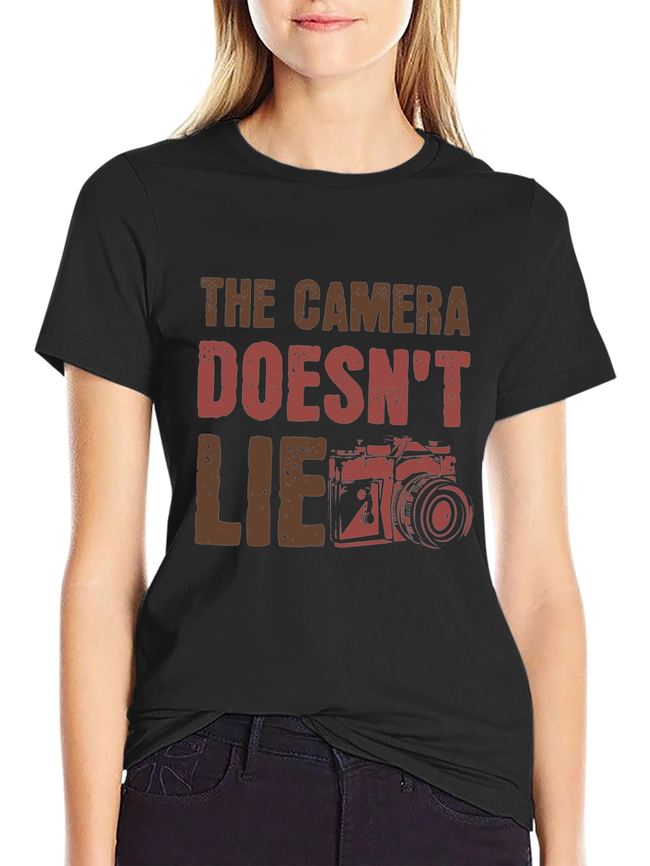 The Camera Doesnt Lie Graphic Tee - Black