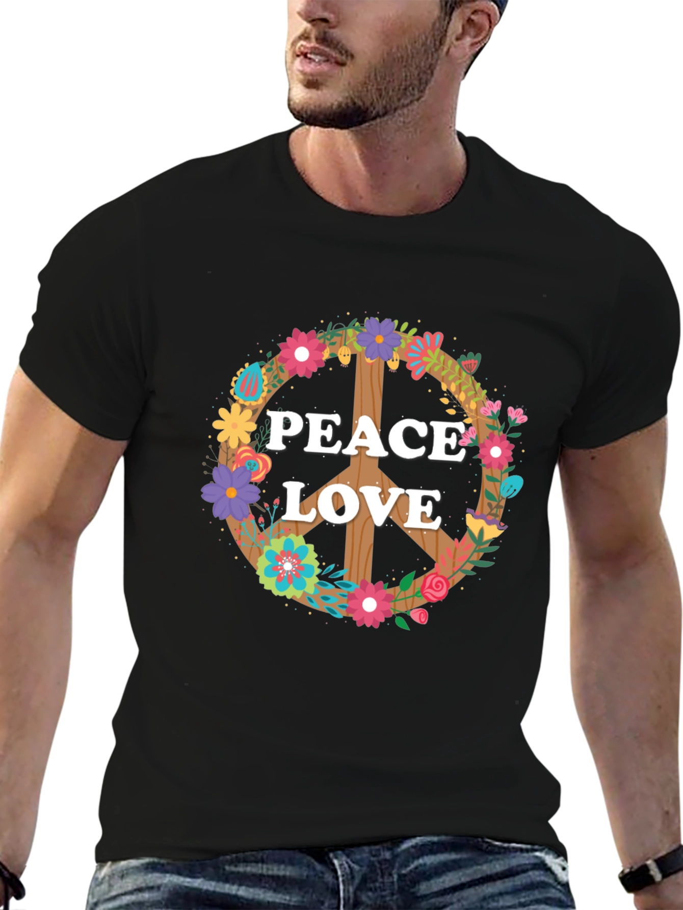 Peace and Love Floral Sign T-Shirt