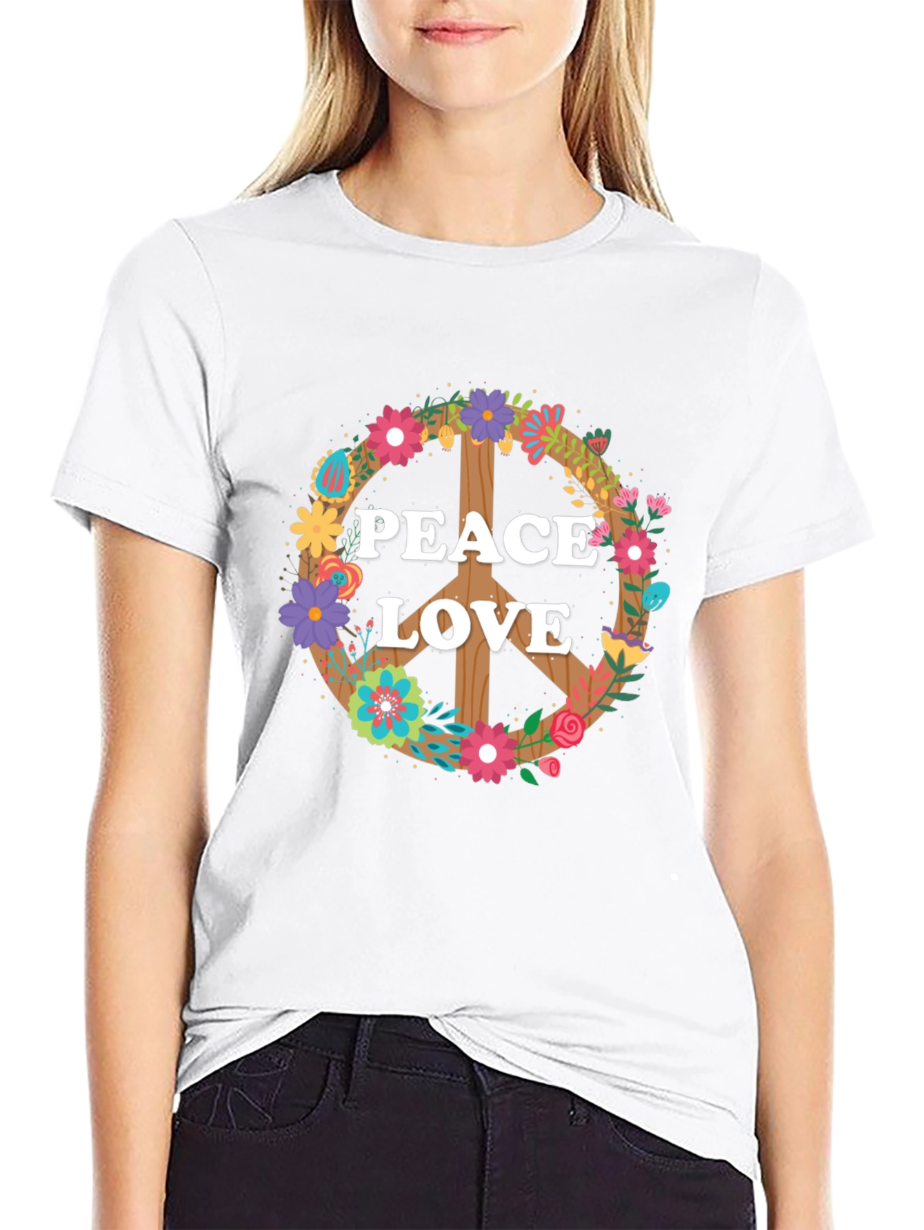 Peace and Love Floral Sign T-Shirt