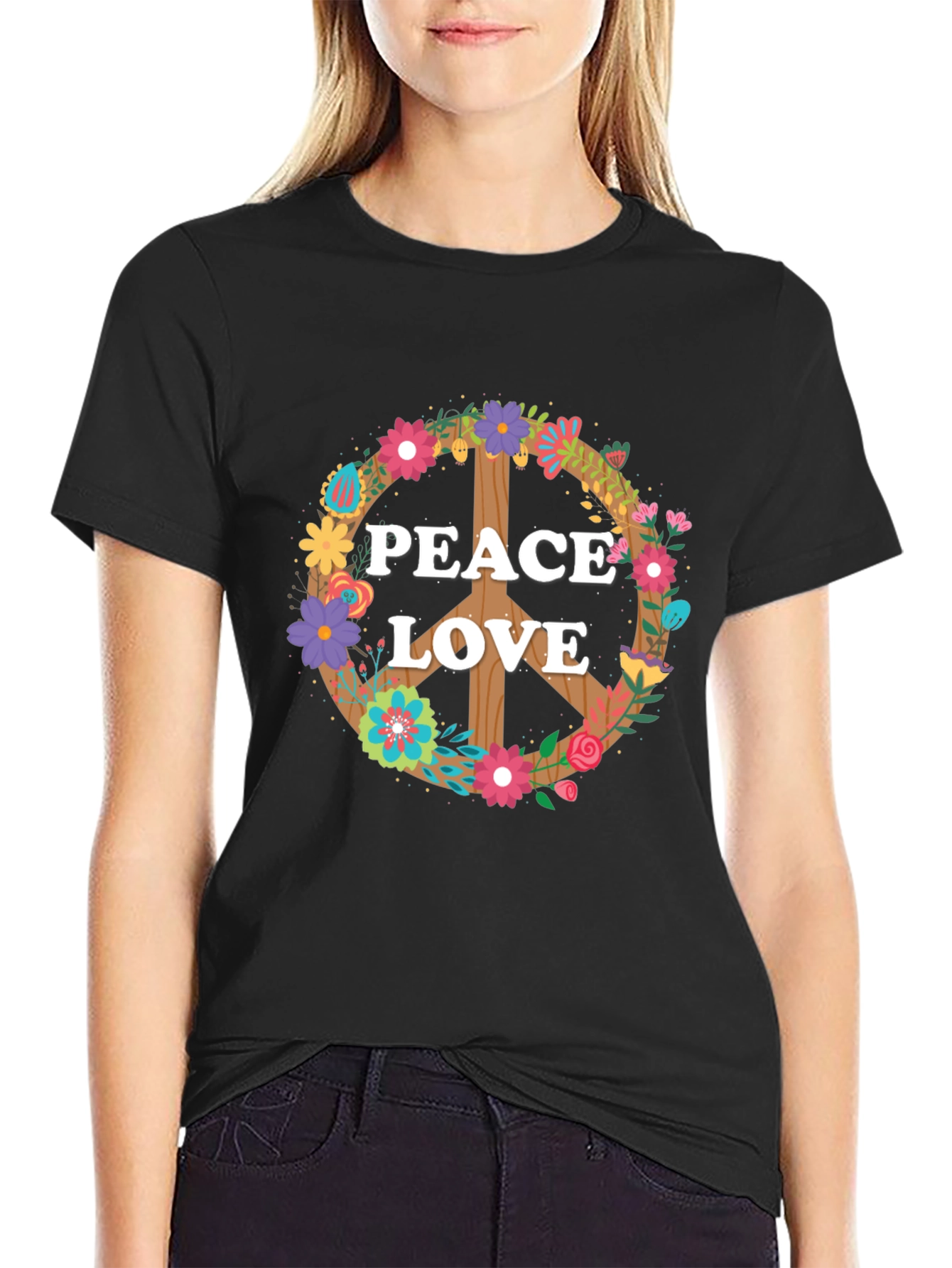 Peace and Love Floral Sign T-Shirt
