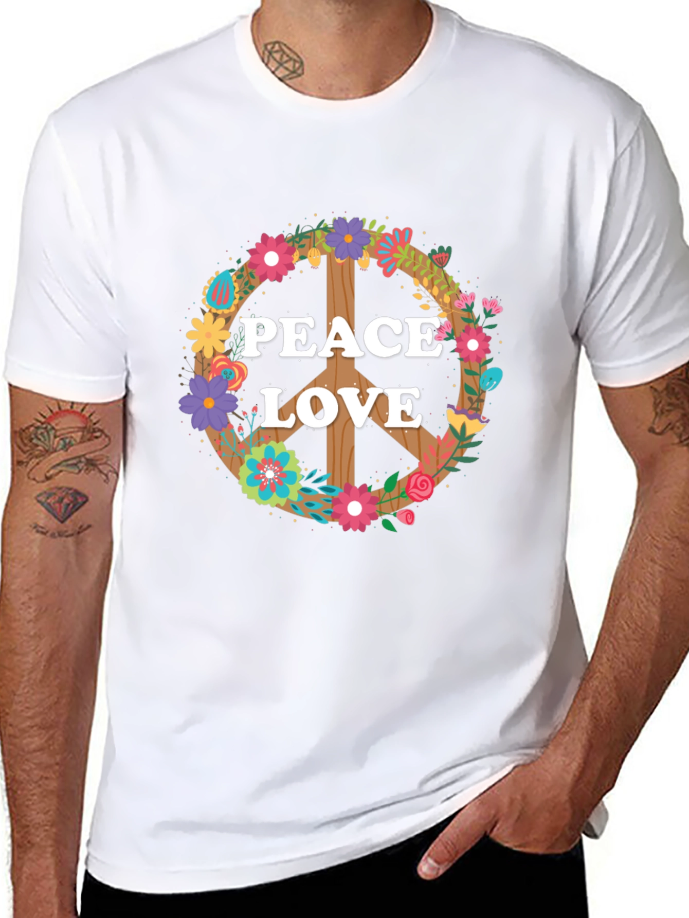 Peace and Love Floral Sign T-Shirt
