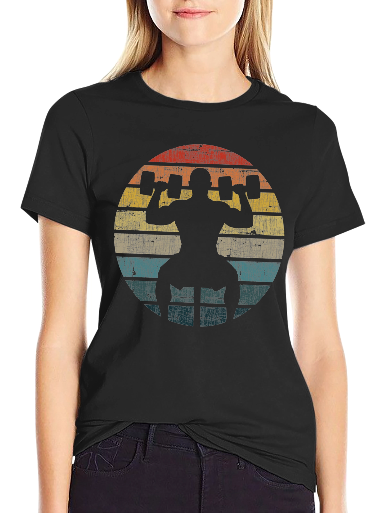 Retro Gym Workout T-Shirt - Weightlifting Design