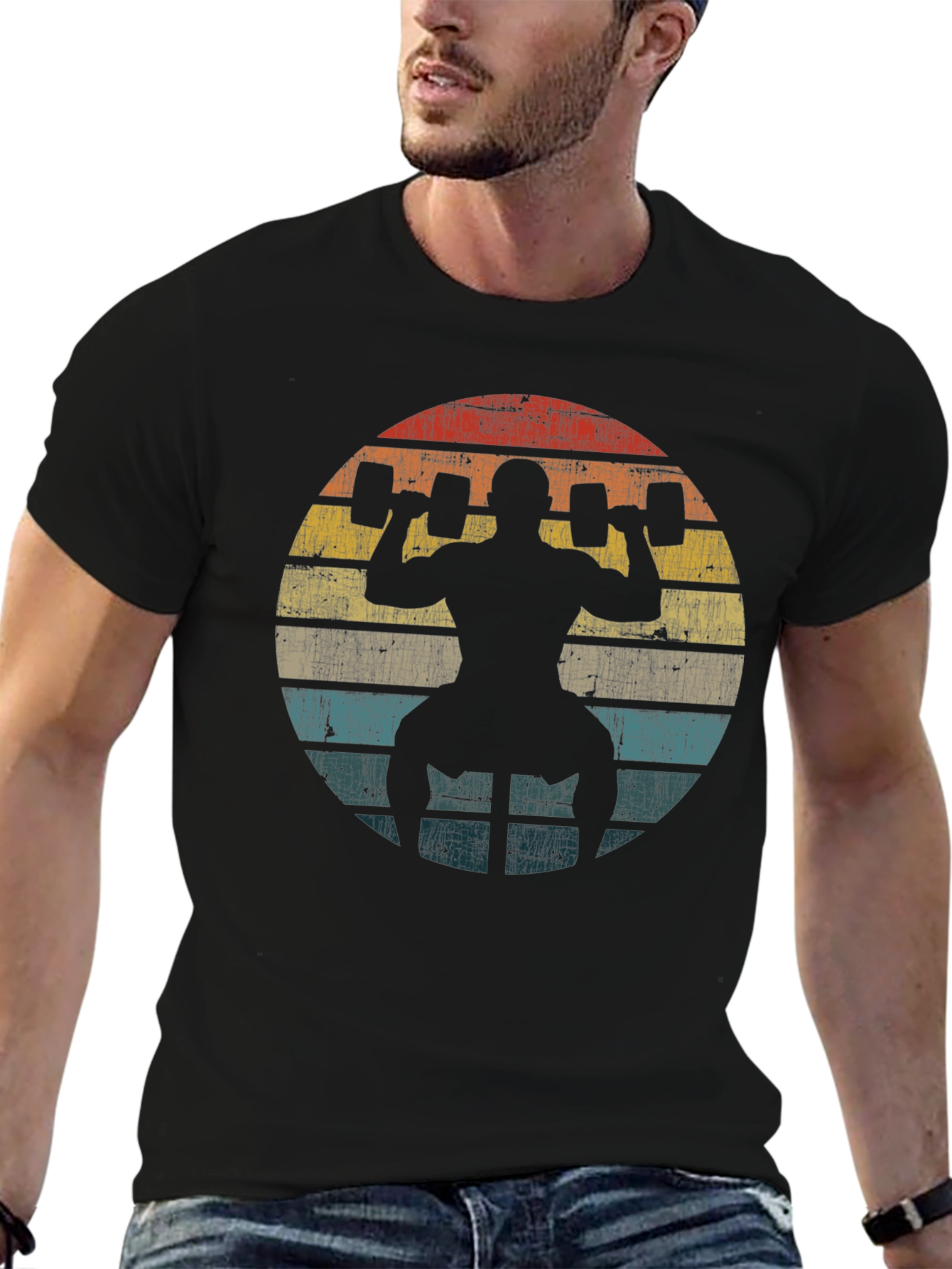 Retro Gym Workout T-Shirt - Weightlifting Design