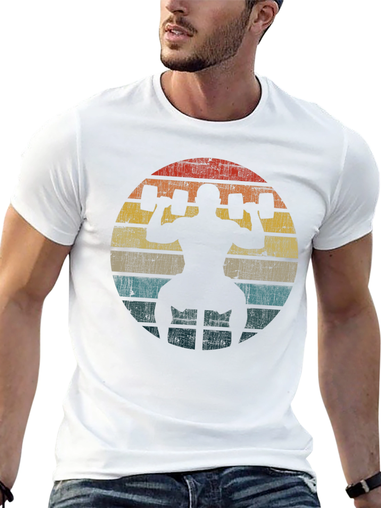 Retro Gym Workout T-Shirt - Weightlifting Design