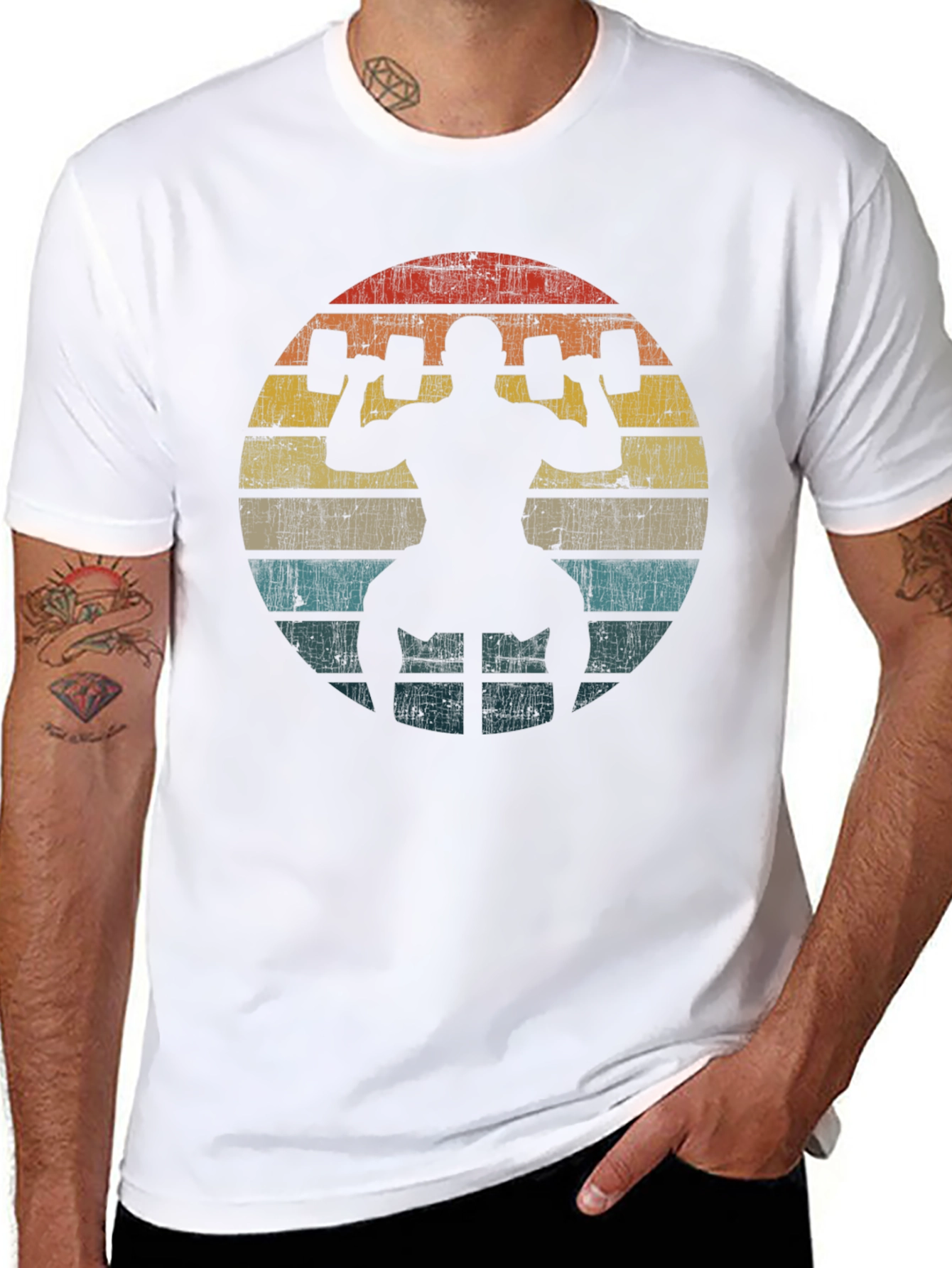 Retro Gym Workout T-Shirt - Weightlifting Design