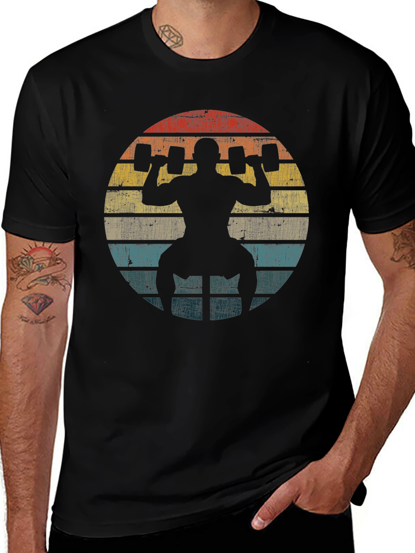 Retro Gym Workout T-Shirt - Weightlifting Design