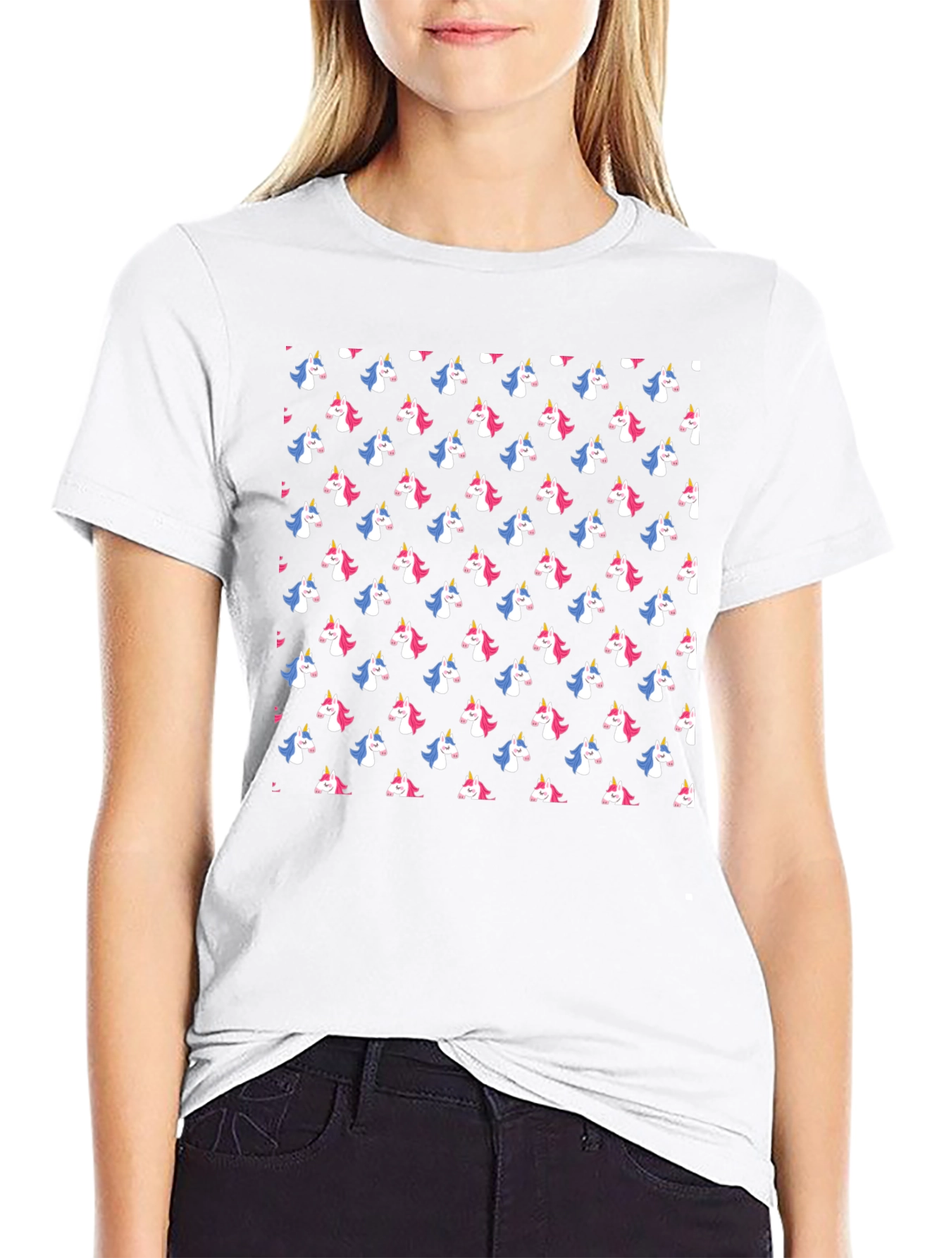 Unicorn Print Black T-Shirt