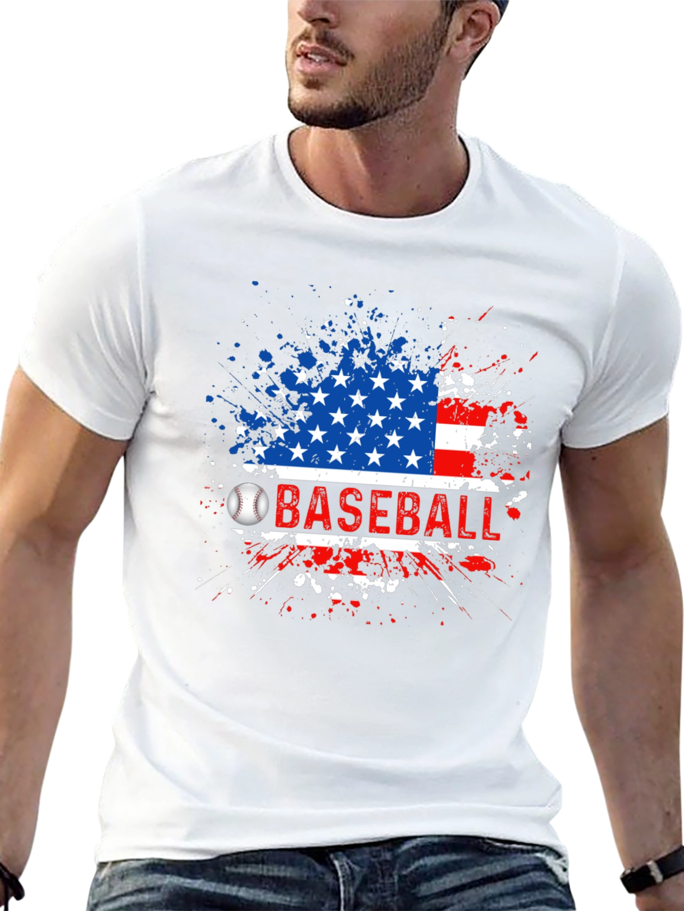 Baseball American Flag T-Shirt