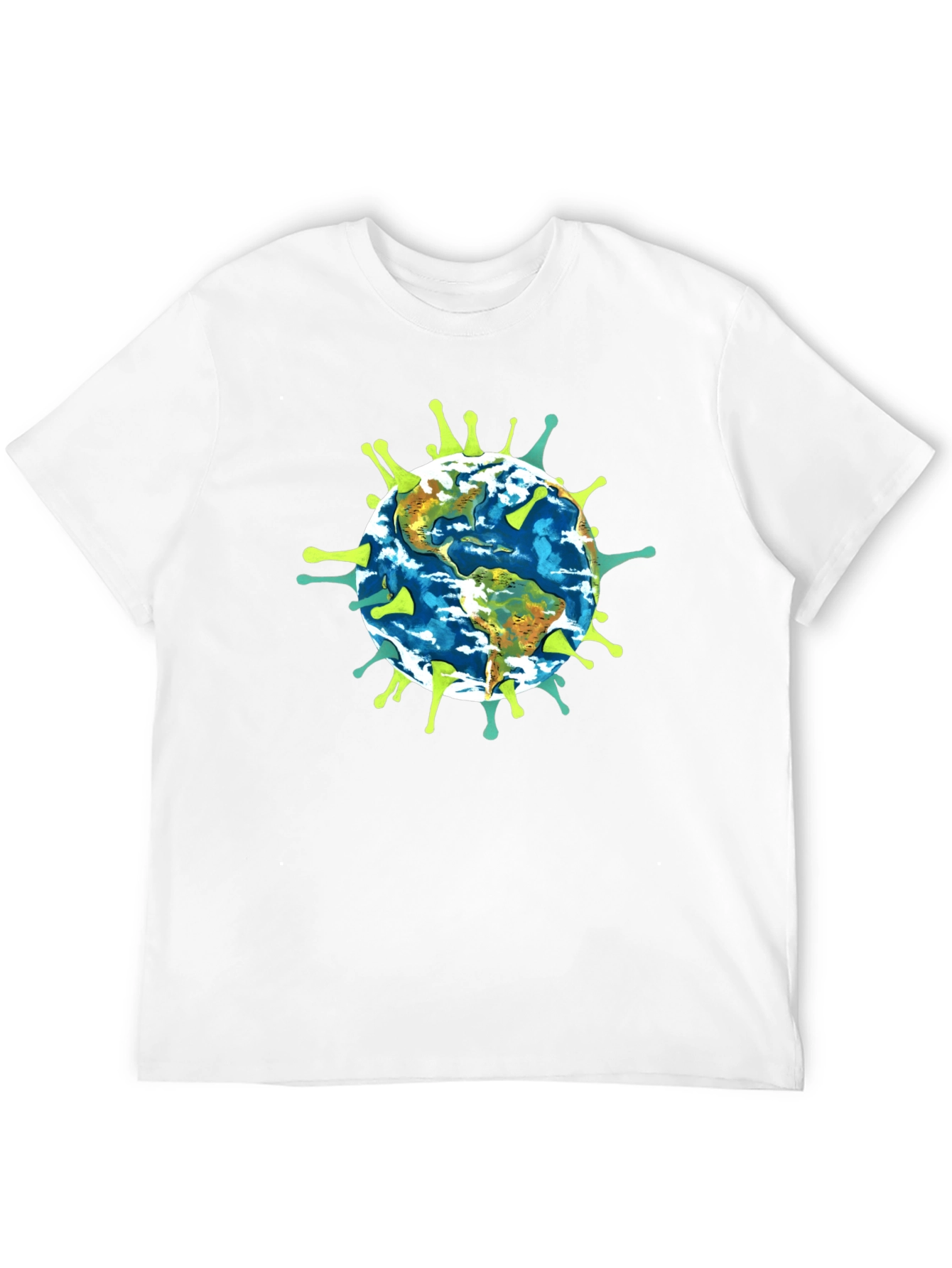 Earth Globe Virus Graphic Black T-Shirt