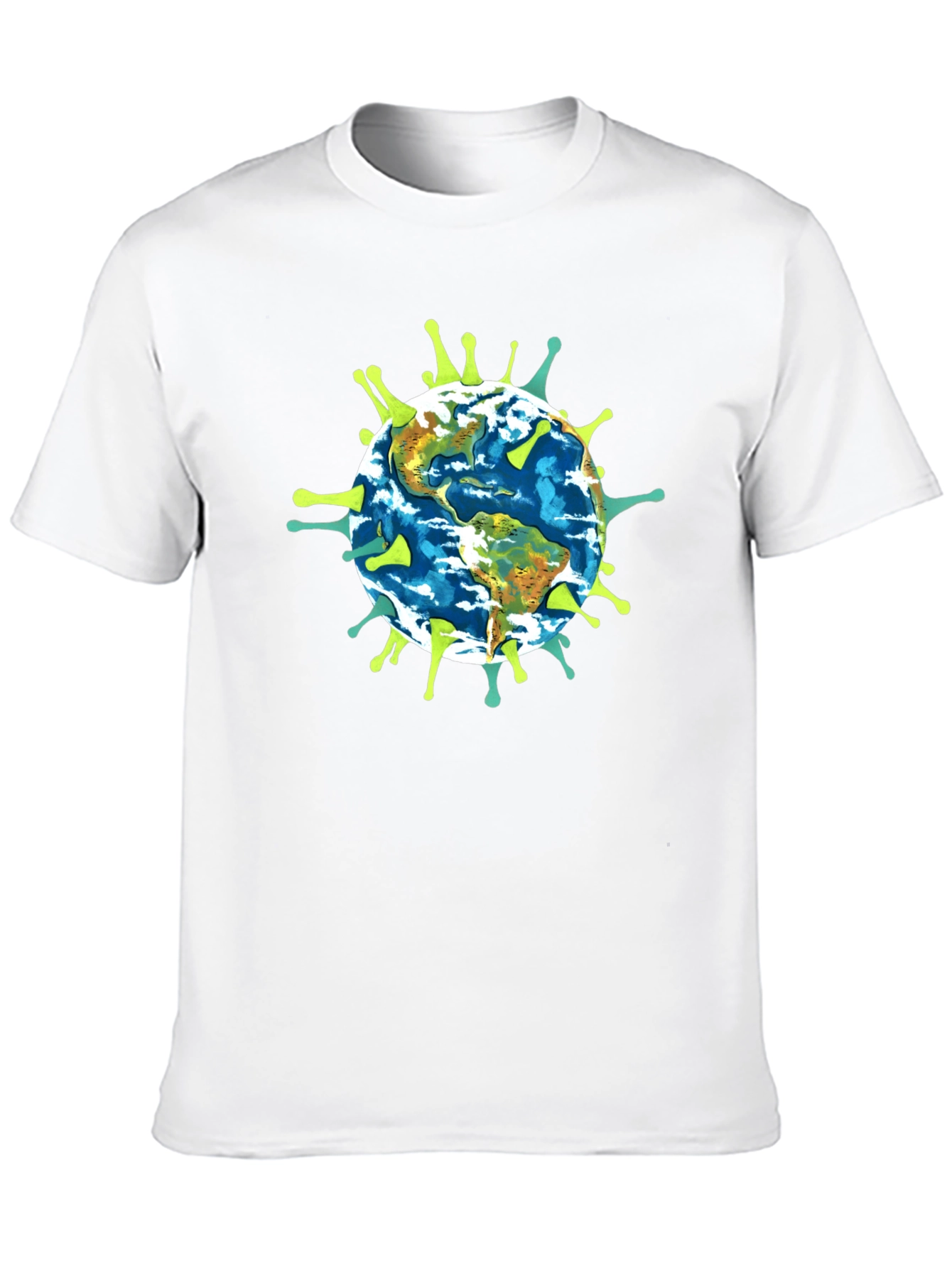 Earth Globe Virus Graphic Black T-Shirt