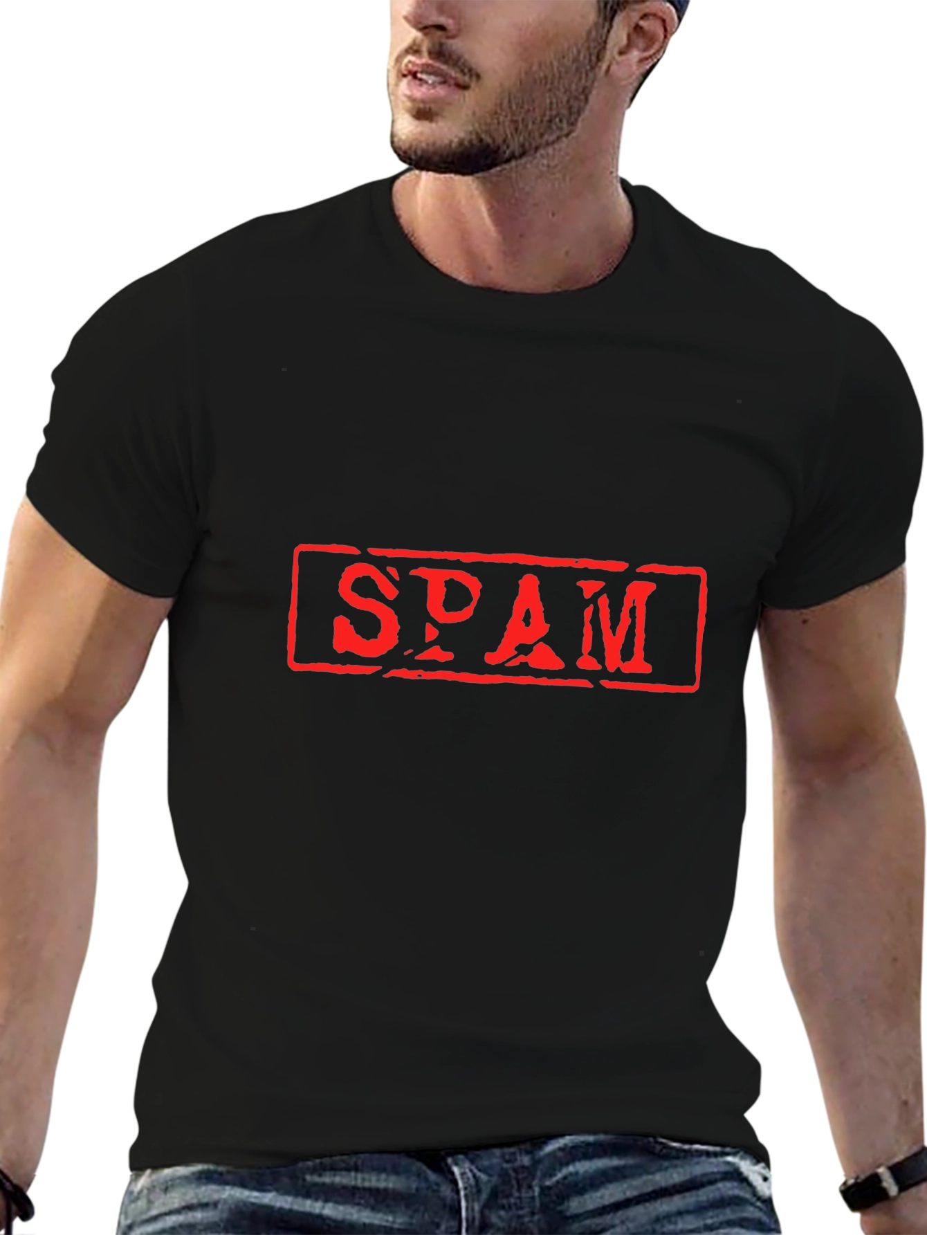 Mens Black SPAM Graphic T-Shirt - Novelty Tee