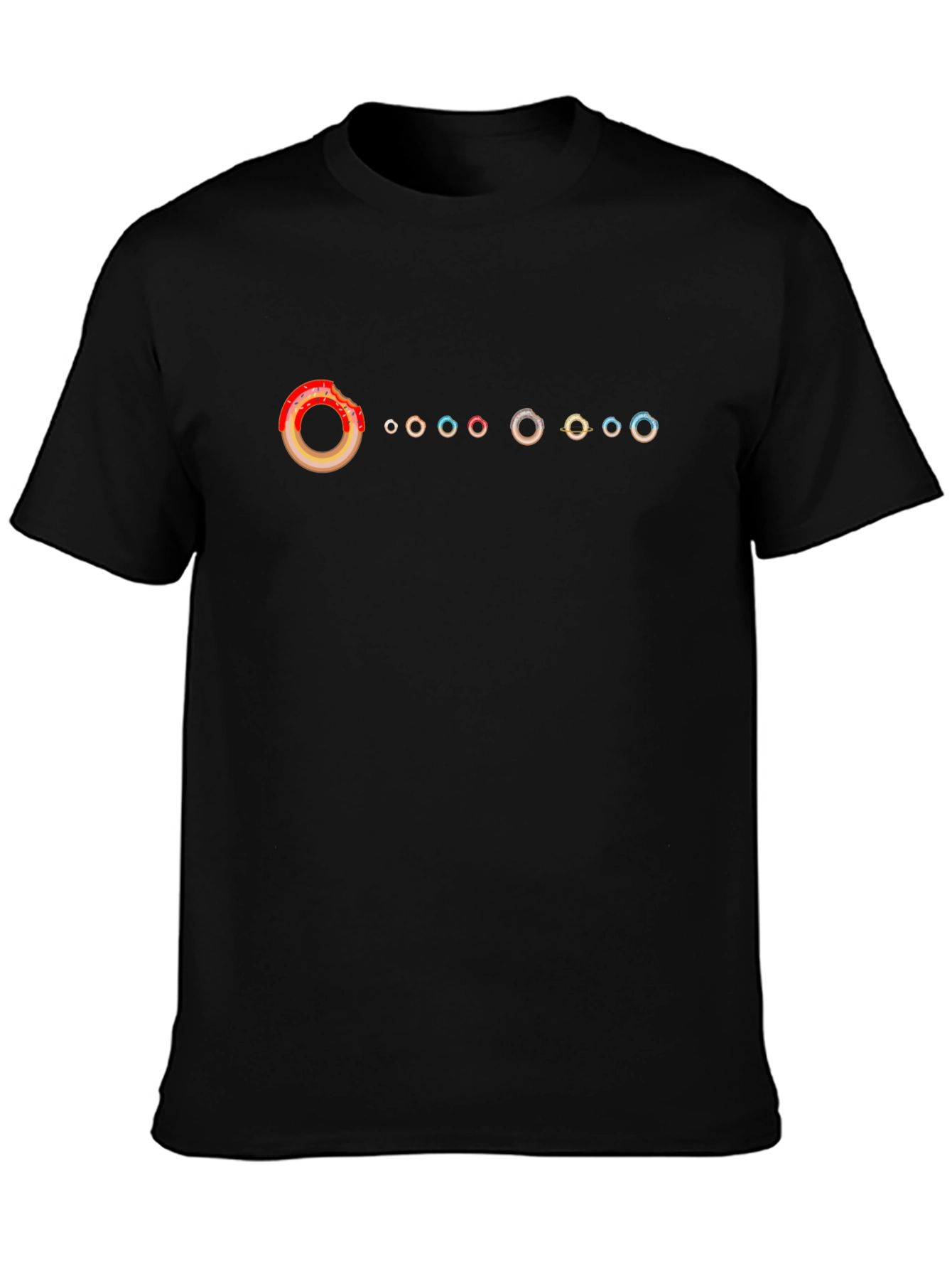 Donut Solar System Black T-Shirt