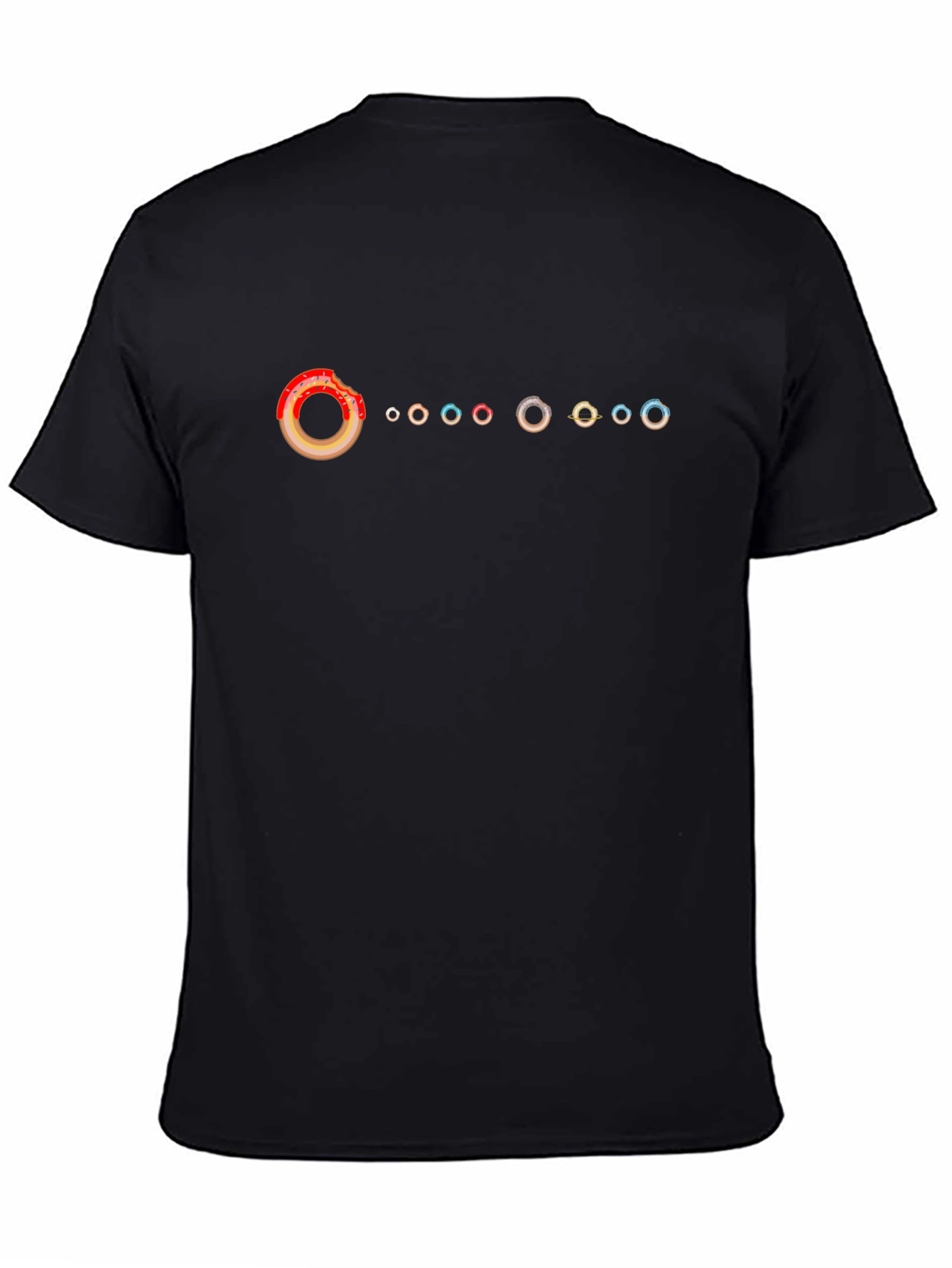 Donut Solar System Black T-Shirt
