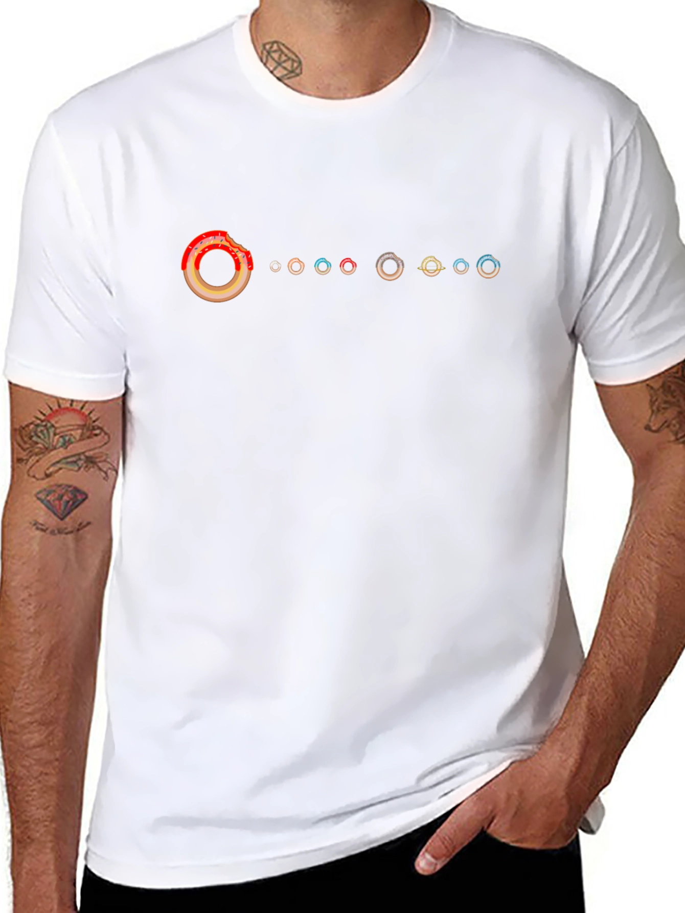 Donut Solar System Black T-Shirt