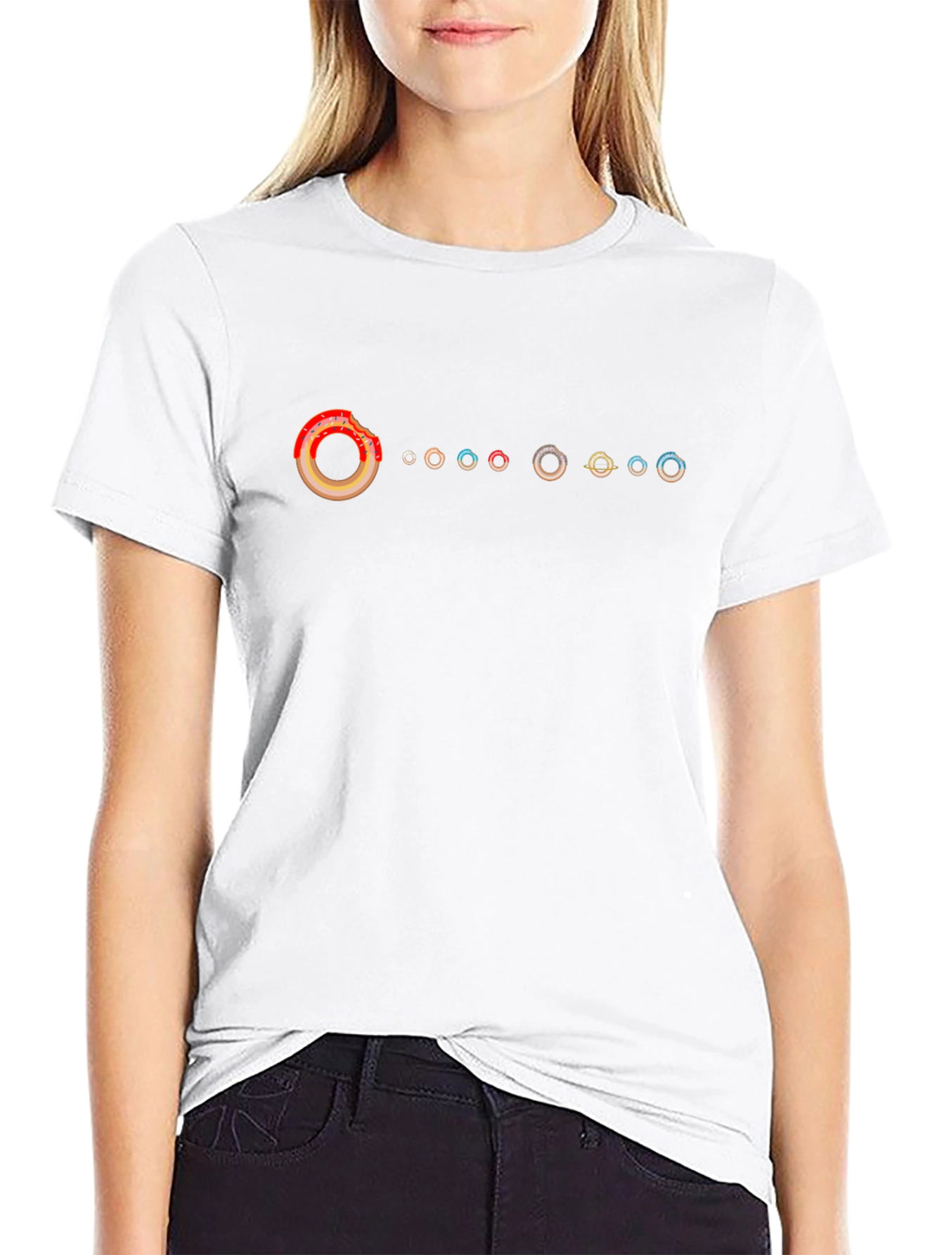 Donut Solar System Black T-Shirt