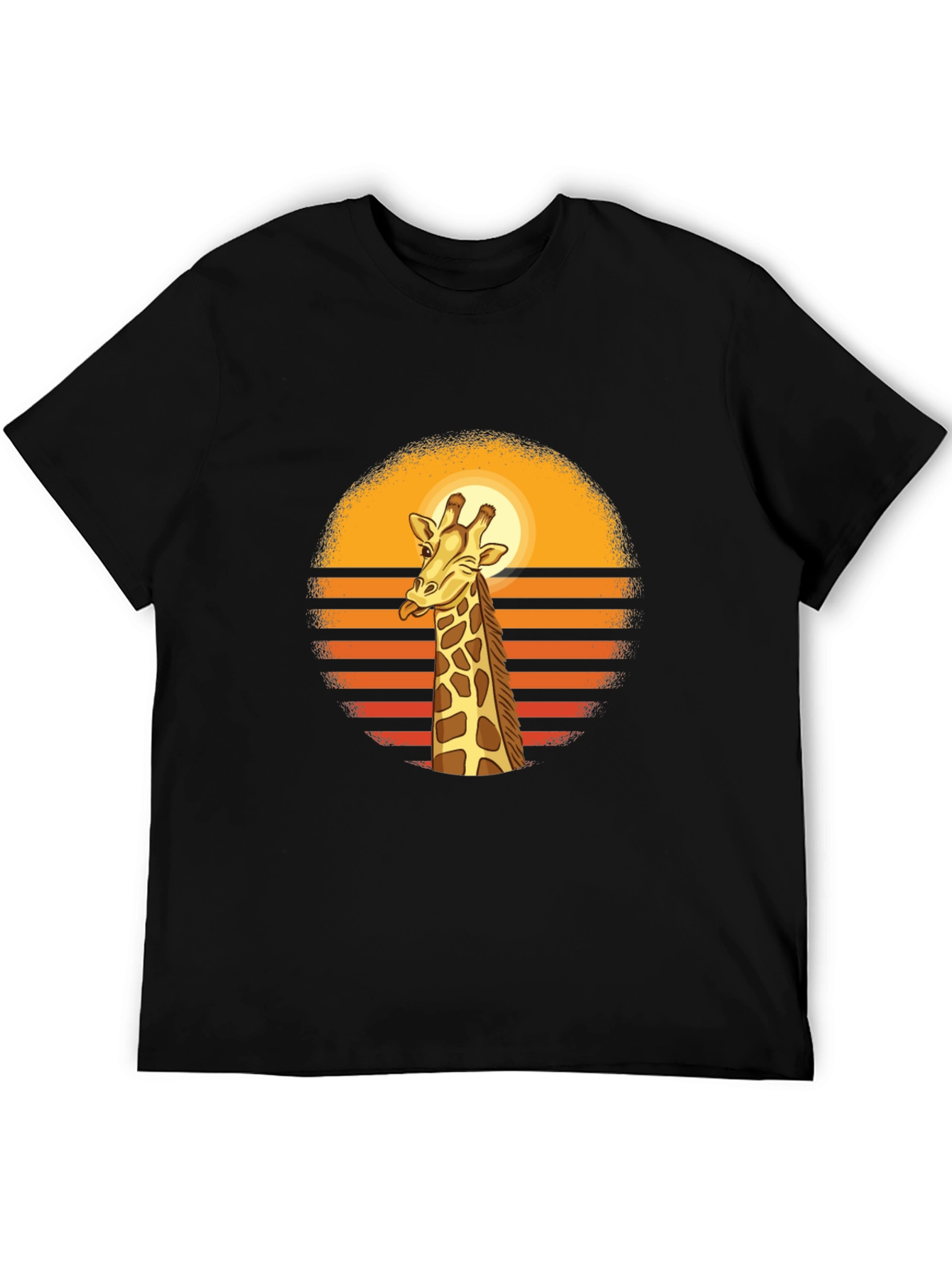 Giraffe Sunset Graphic Tee - Retro Style