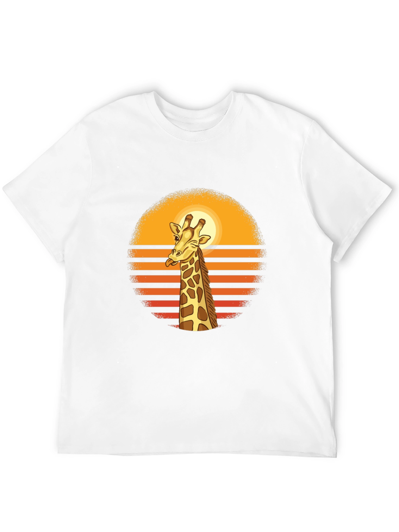 Giraffe Sunset Graphic Tee - Retro Style
