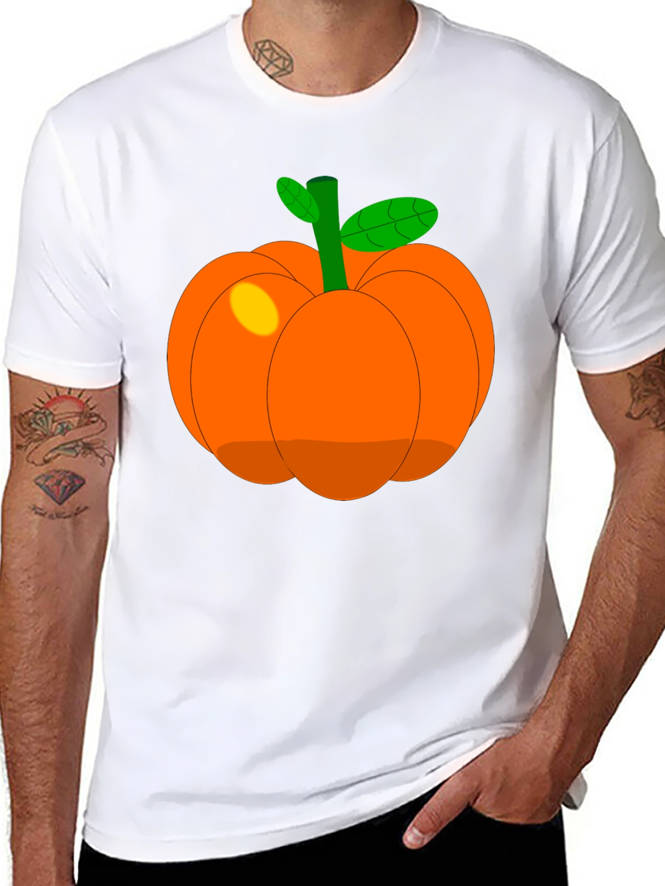 Whimsical Pumpkin Graphic T-Shirt - Black