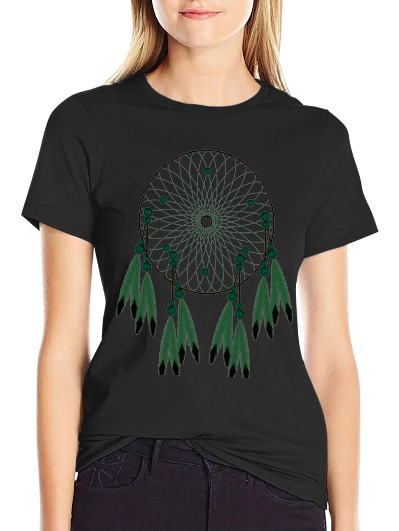 Dreamcatcher Graphic Tee - Black Cotton Blend