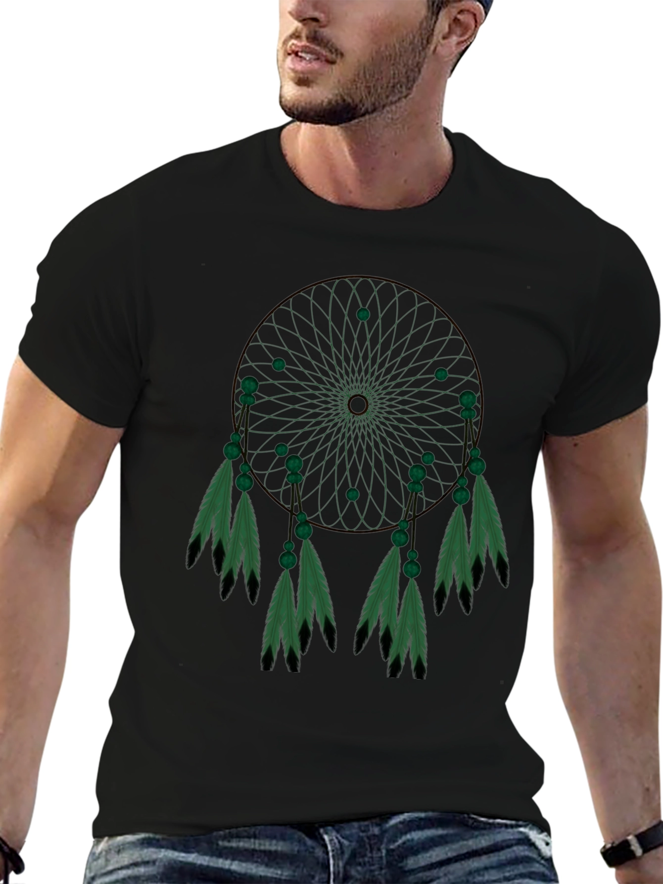 Dreamcatcher Graphic Tee - Black Cotton Blend