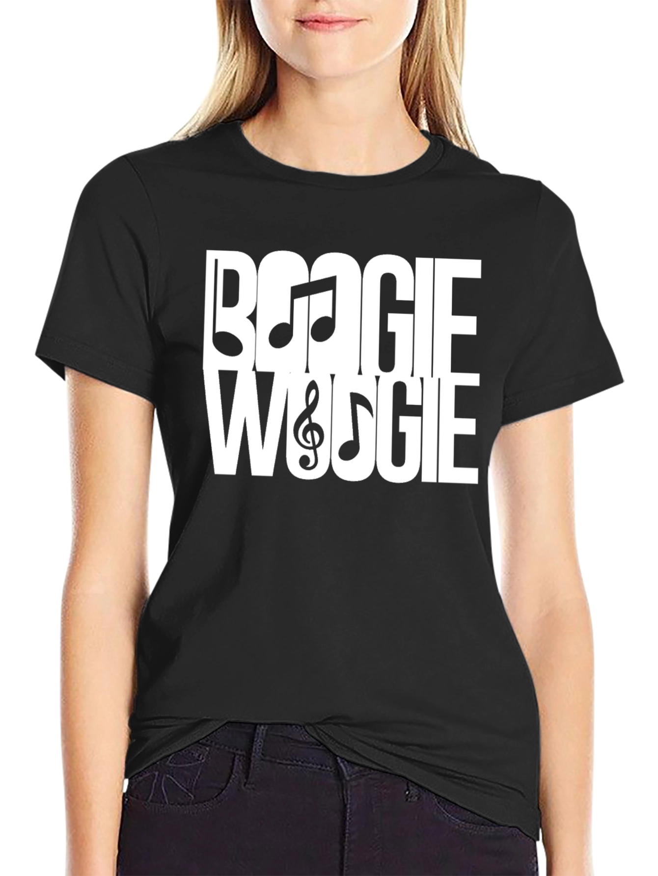 Boogie Woogie Music Notes T-Shirt - Black