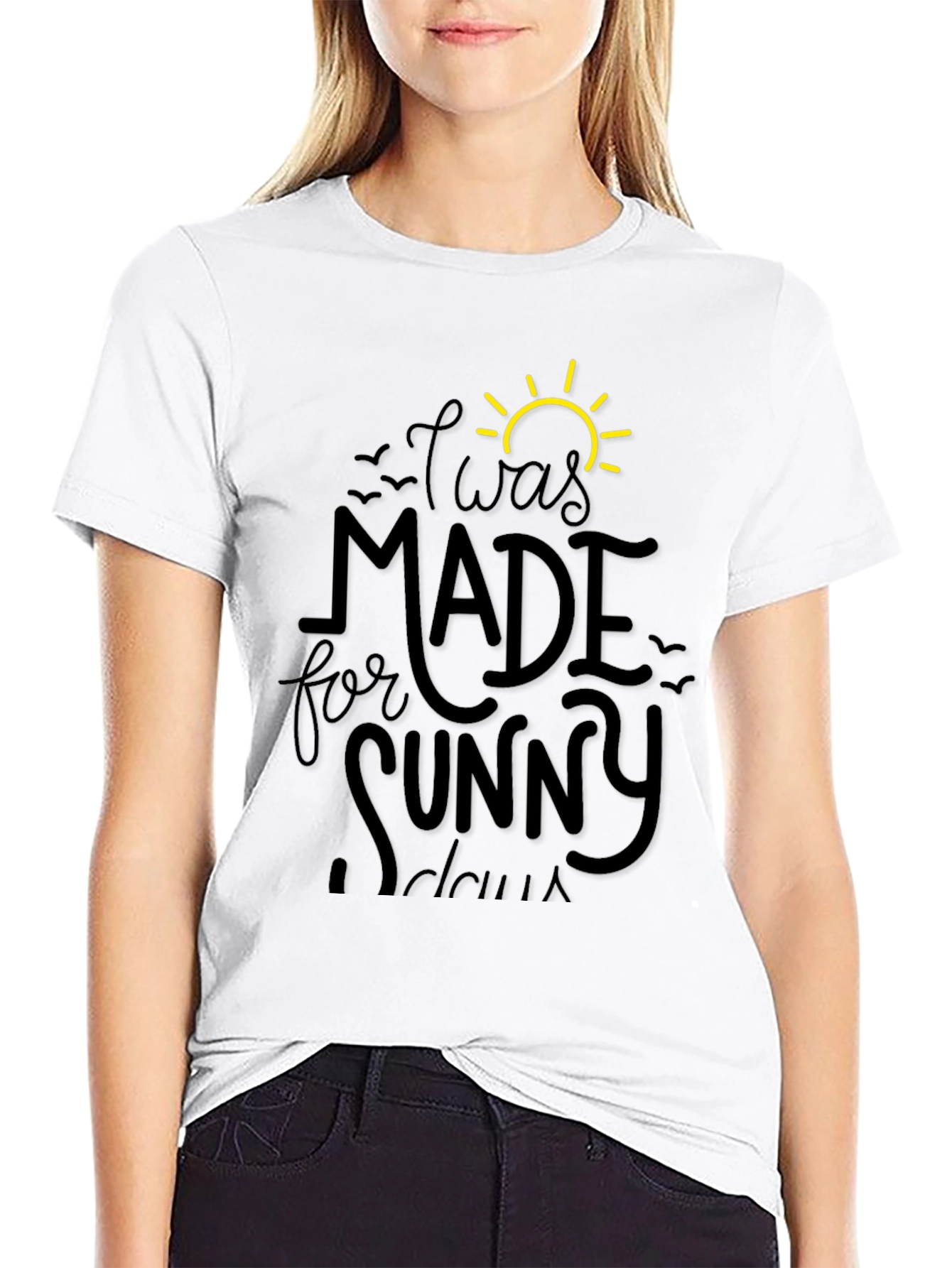 Sunny Days Graphic Tee - Black Cotton T-Shirt