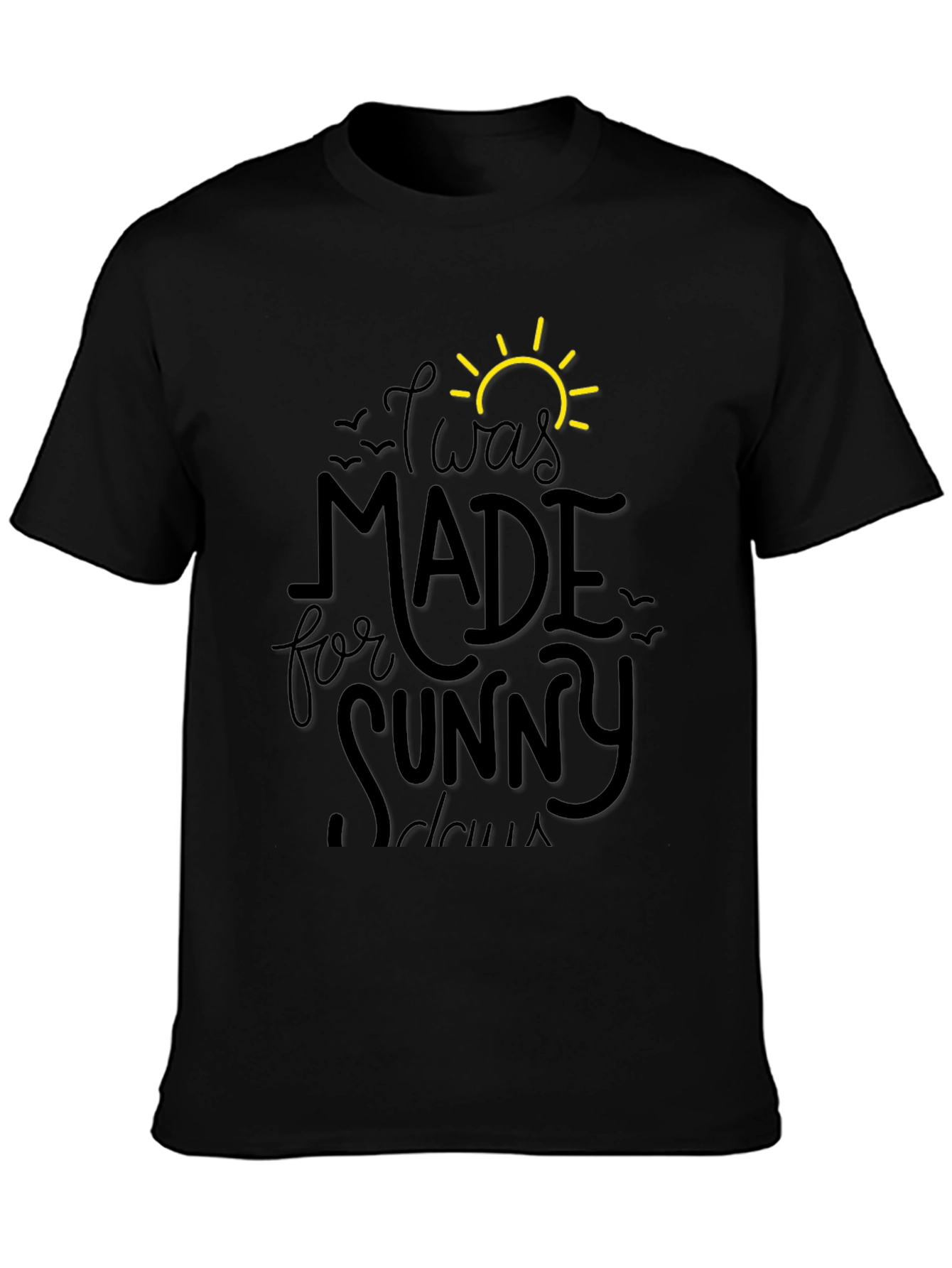 Sunny Days Graphic Tee - Black Cotton T-Shirt