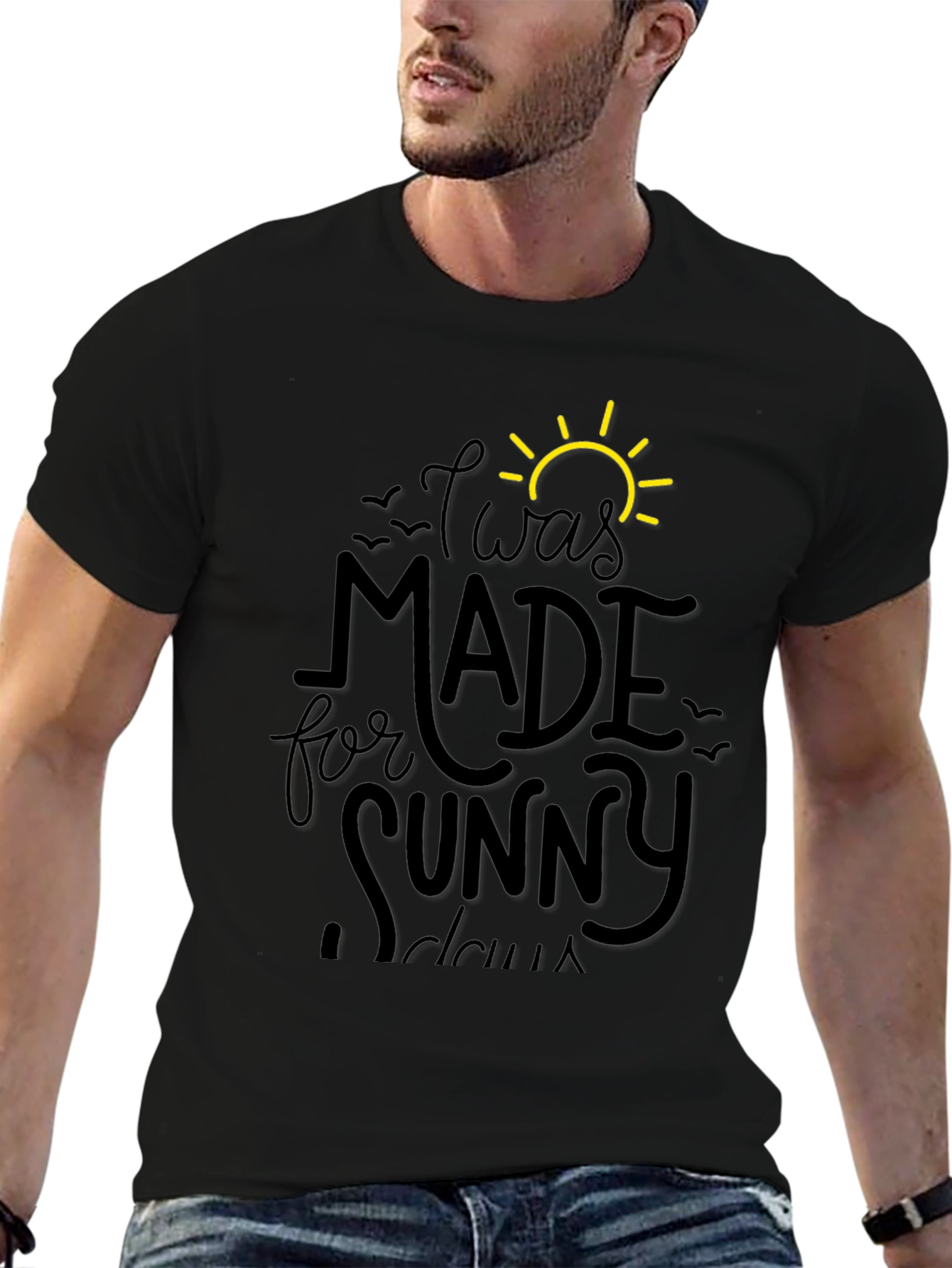 Sunny Days Graphic Tee - Black Cotton T-Shirt