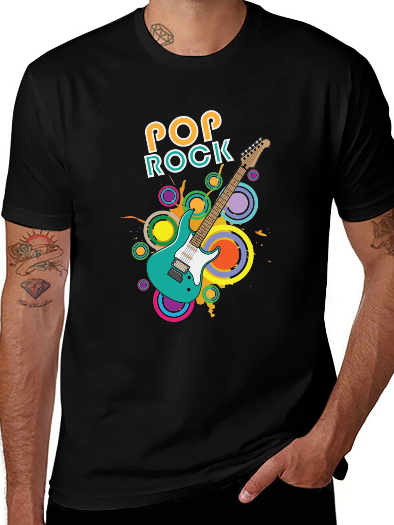 Pop Rock Guitar Graphic T-Shirt - Cool Music Tee