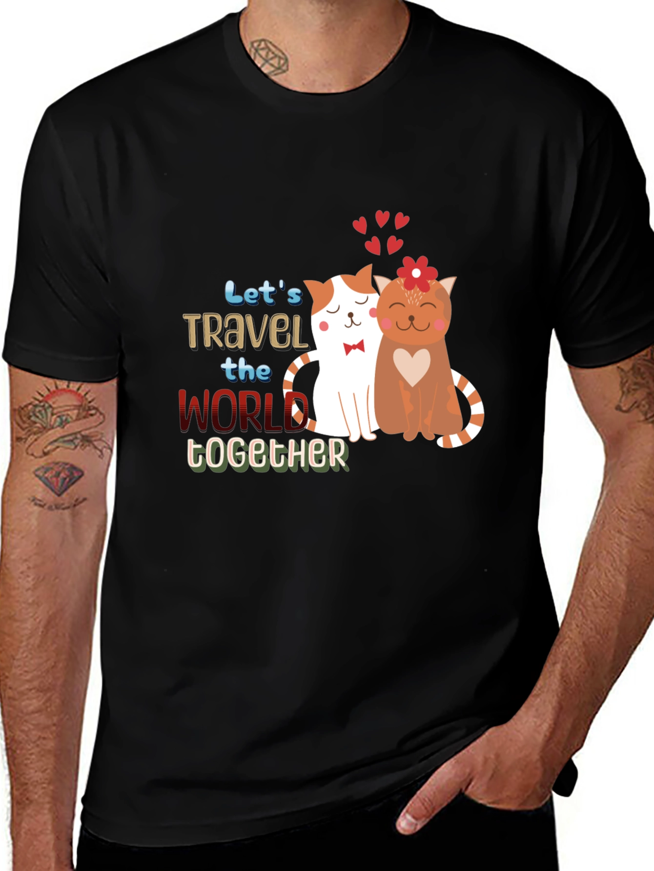 Lets Travel Together Cat Graphic Tee