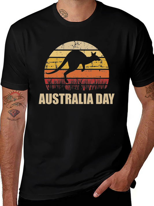 Australia Day Kangaroo Sunset Graphic T-Shirt