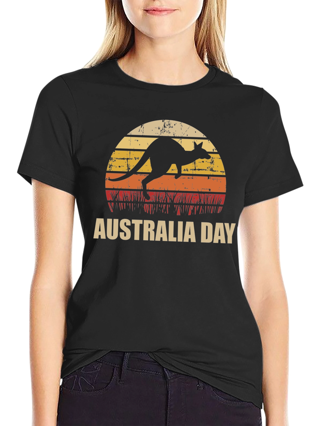 Australia Day Kangaroo Sunset Graphic T-Shirt