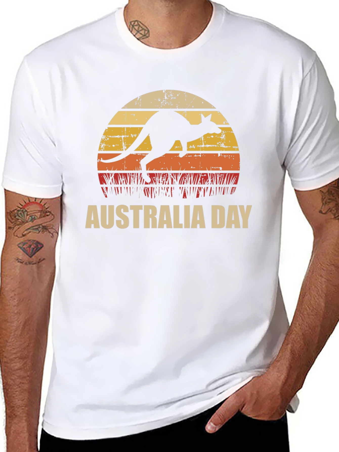 Australia Day Kangaroo Sunset Graphic T-Shirt