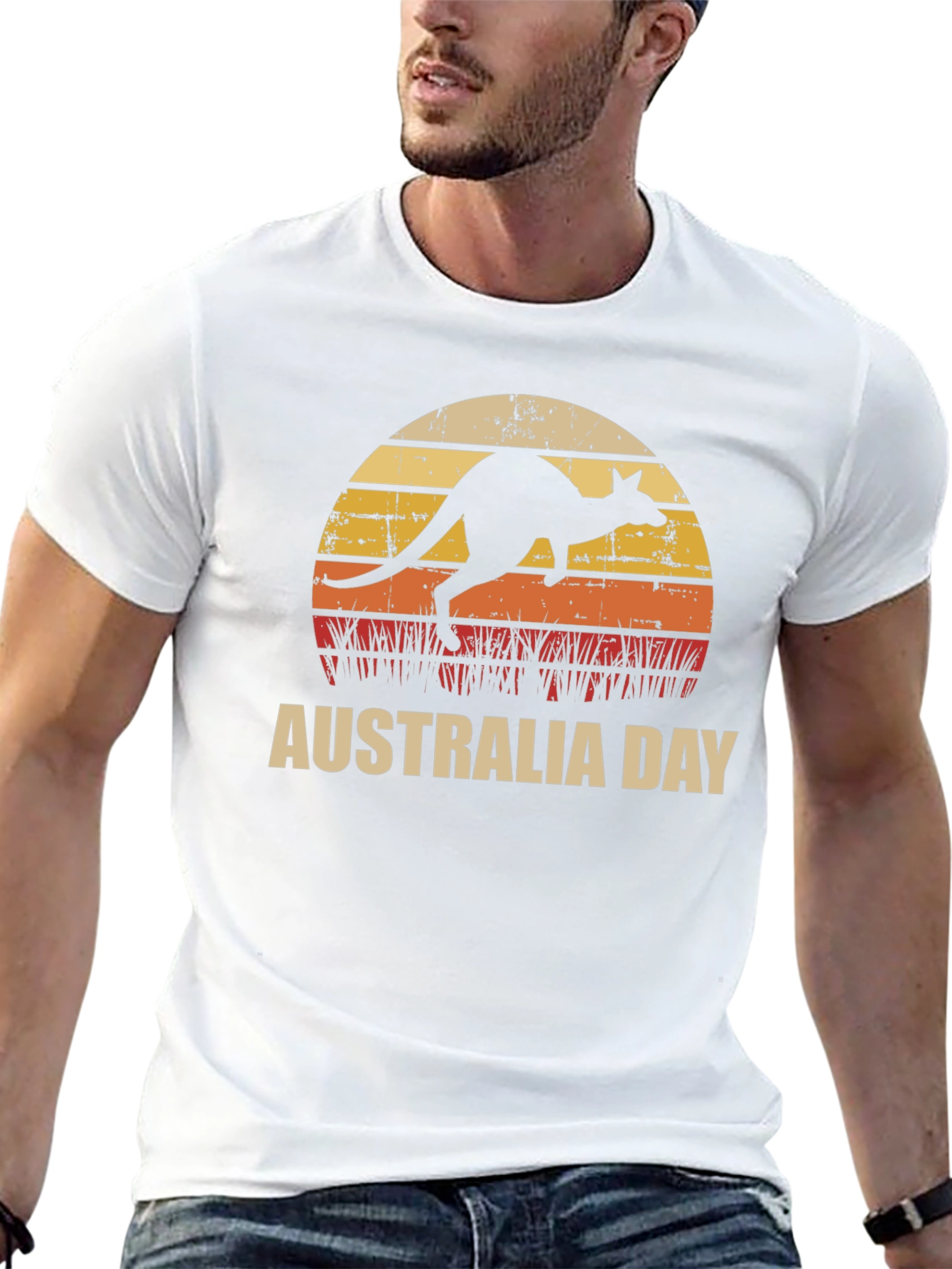 Australia Day Kangaroo Sunset Graphic T-Shirt