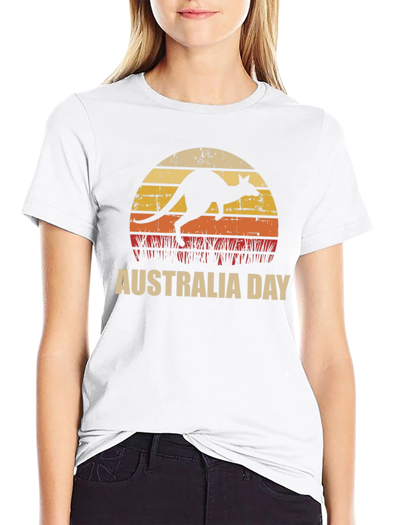 Australia Day Kangaroo Sunset Graphic T-Shirt
