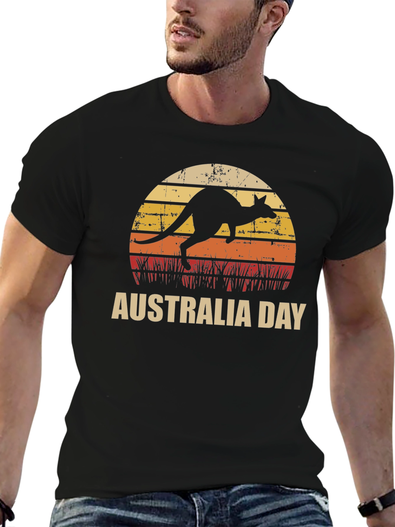 Australia Day Kangaroo Sunset Graphic T-Shirt