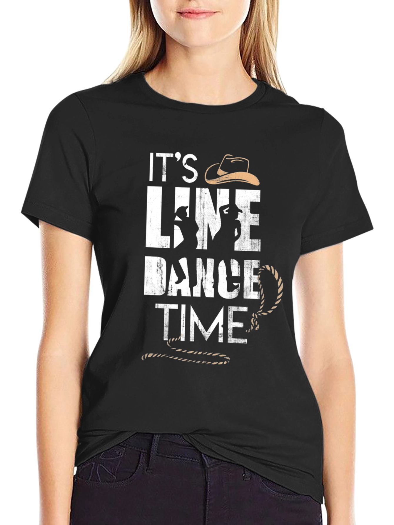 Line Dance Time Black Graphic Tee