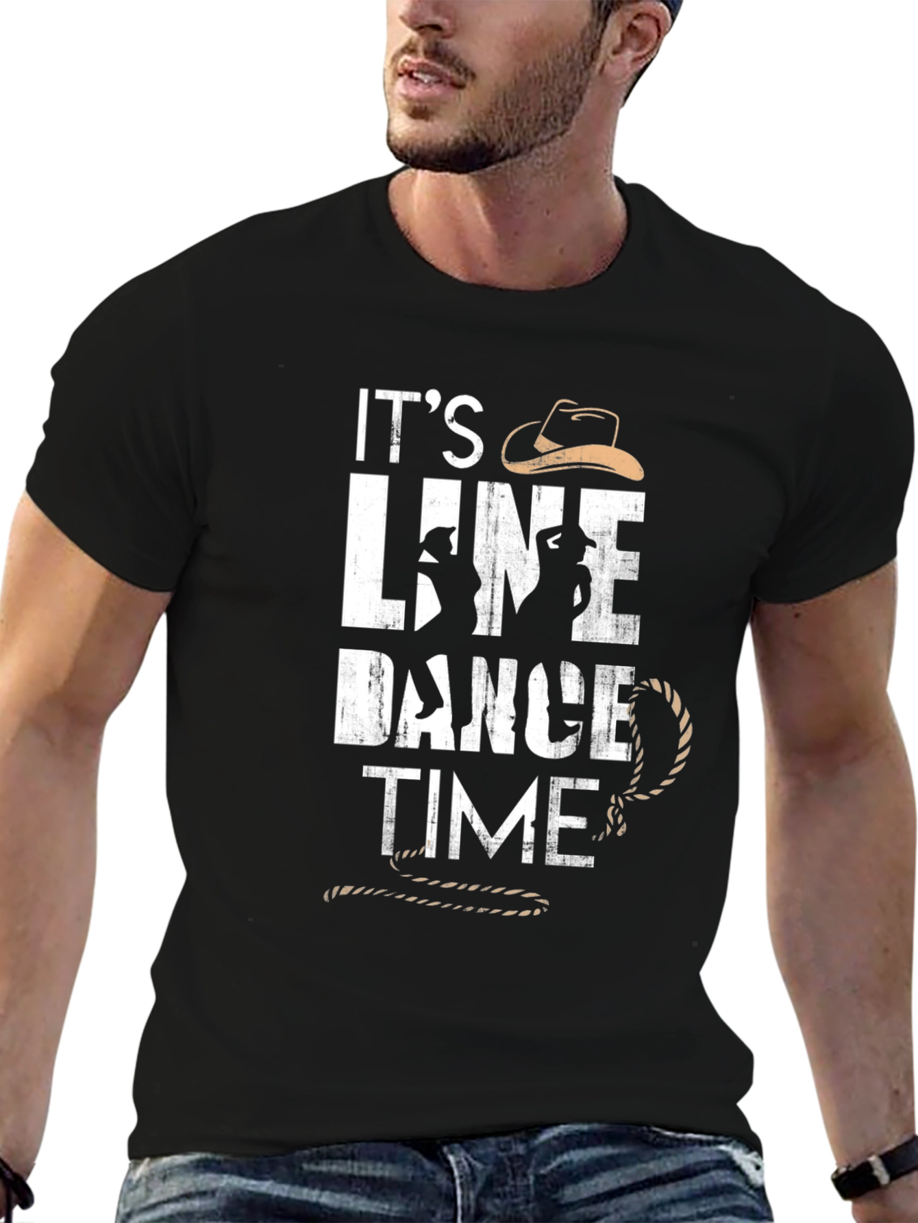 Line Dance Time Black Graphic Tee