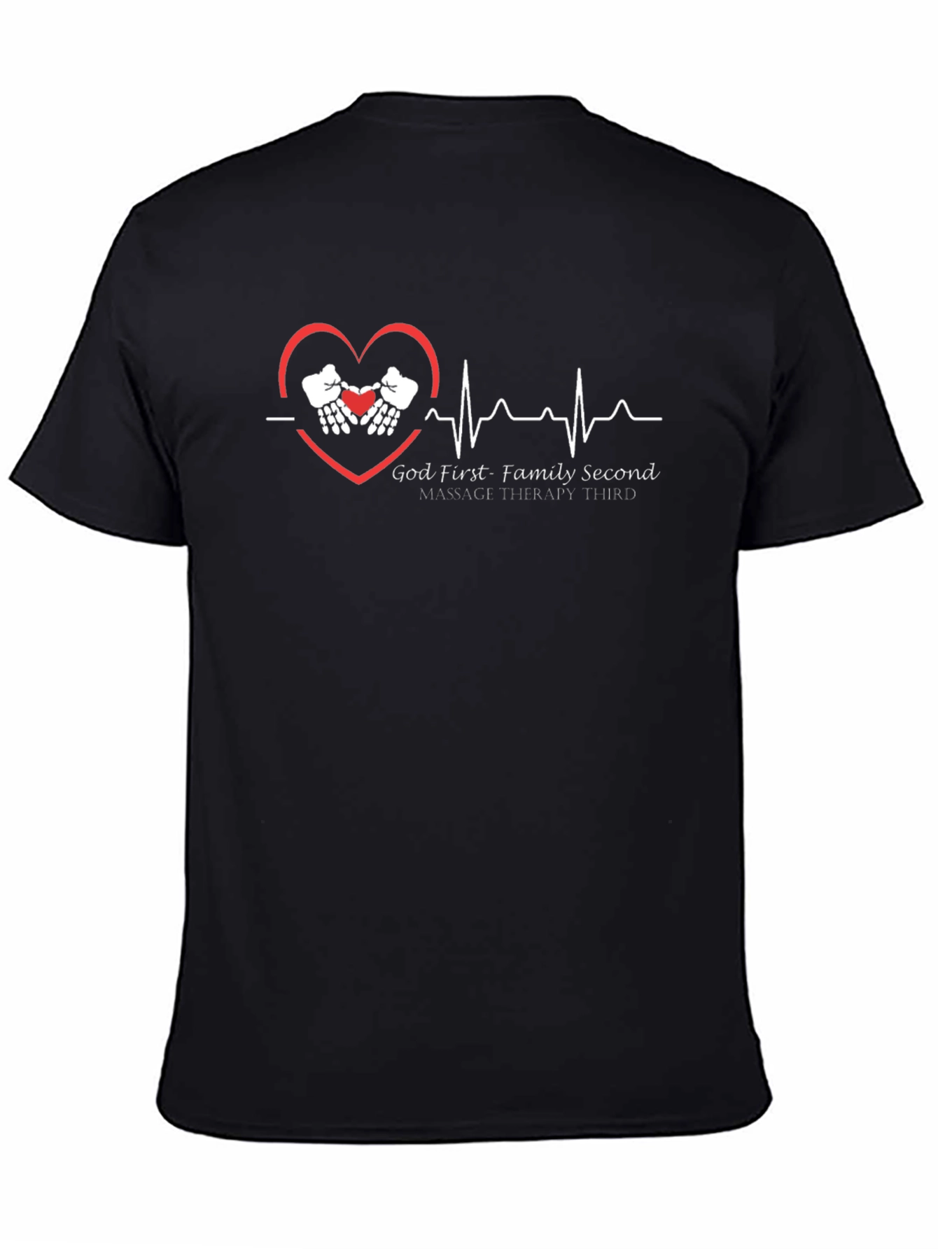 God First Family Second Massage Therapy Third Black Tee