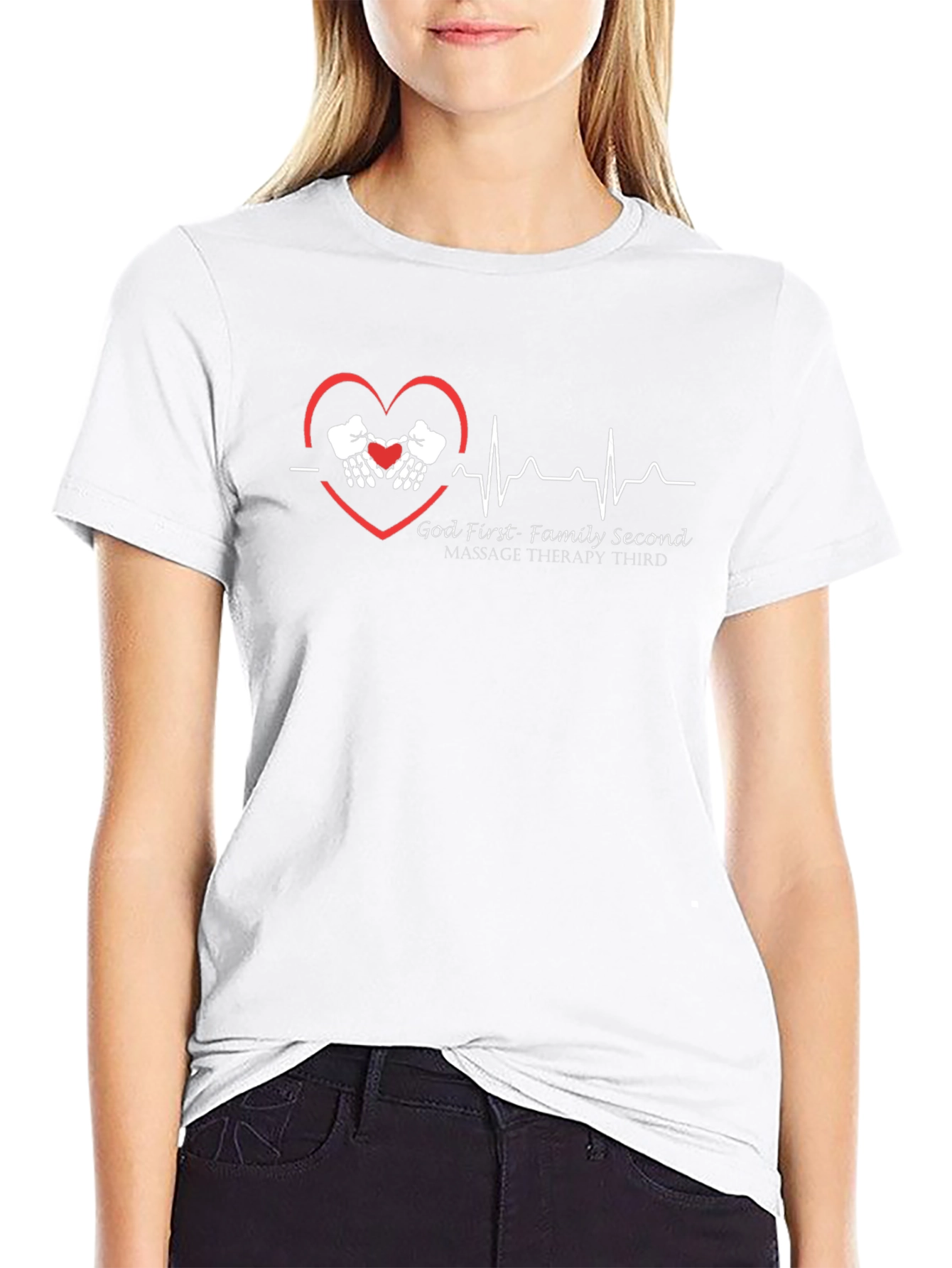 God First Family Second Massage Therapy Third Black Tee