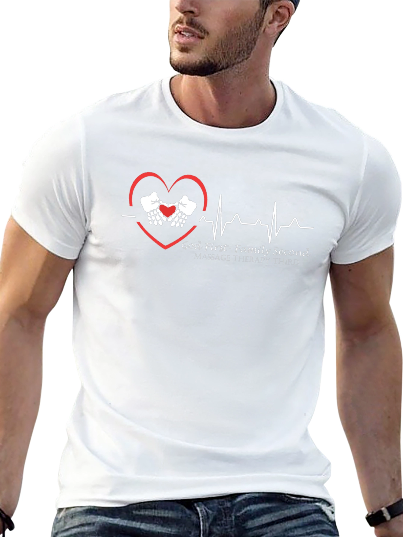 God First Family Second Massage Therapy Third Black Tee