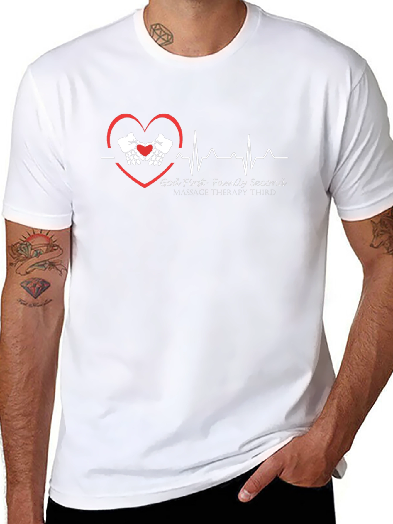 God First Family Second Massage Therapy Third Black Tee