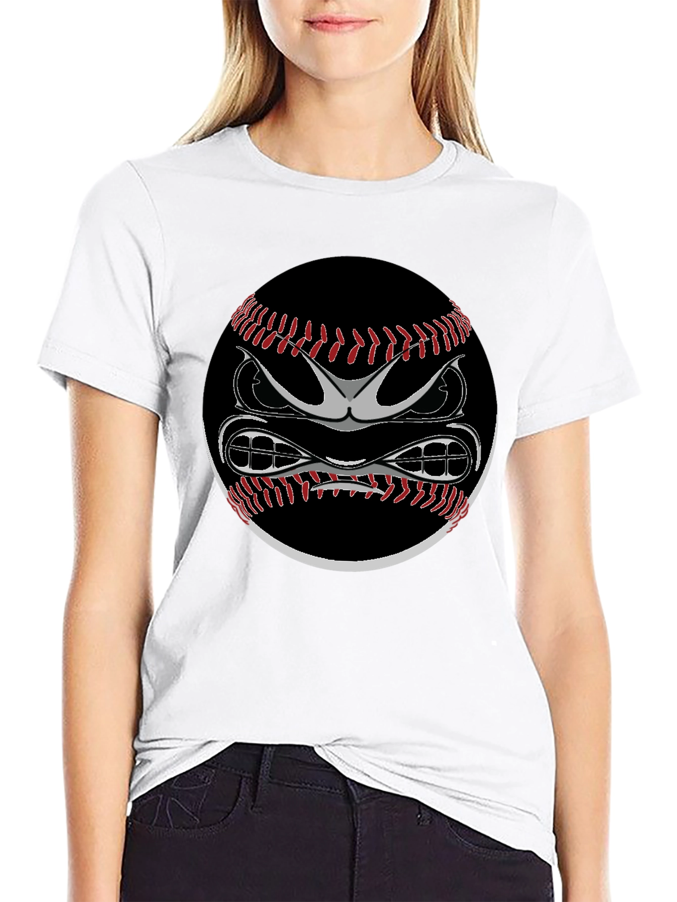 Angry Baseball Graphic Tee - Black Cotton Shirt