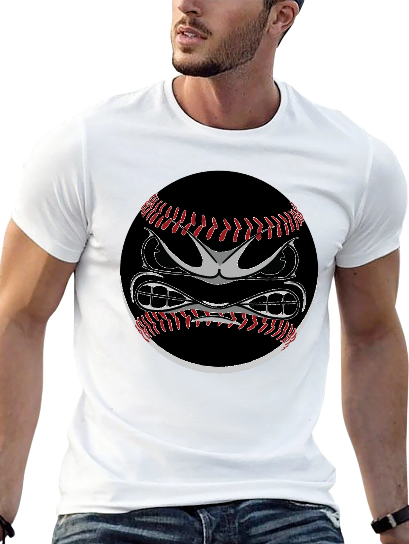 Angry Baseball Graphic Tee - Black Cotton Shirt
