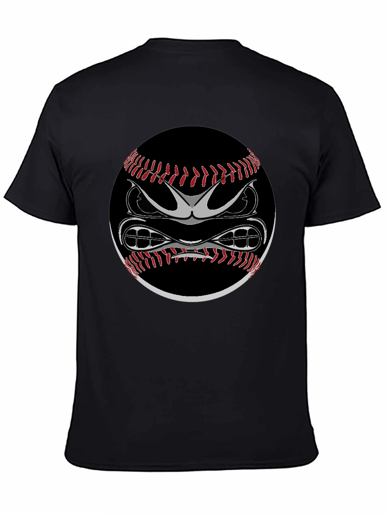 Angry Baseball Graphic Tee - Black Cotton Shirt