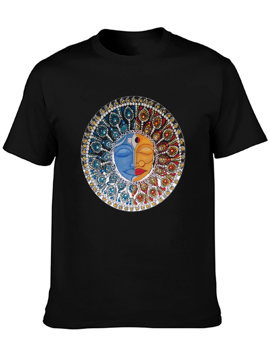 Yin Yang Face Graphic Tee - Unisex Black T-Shirt