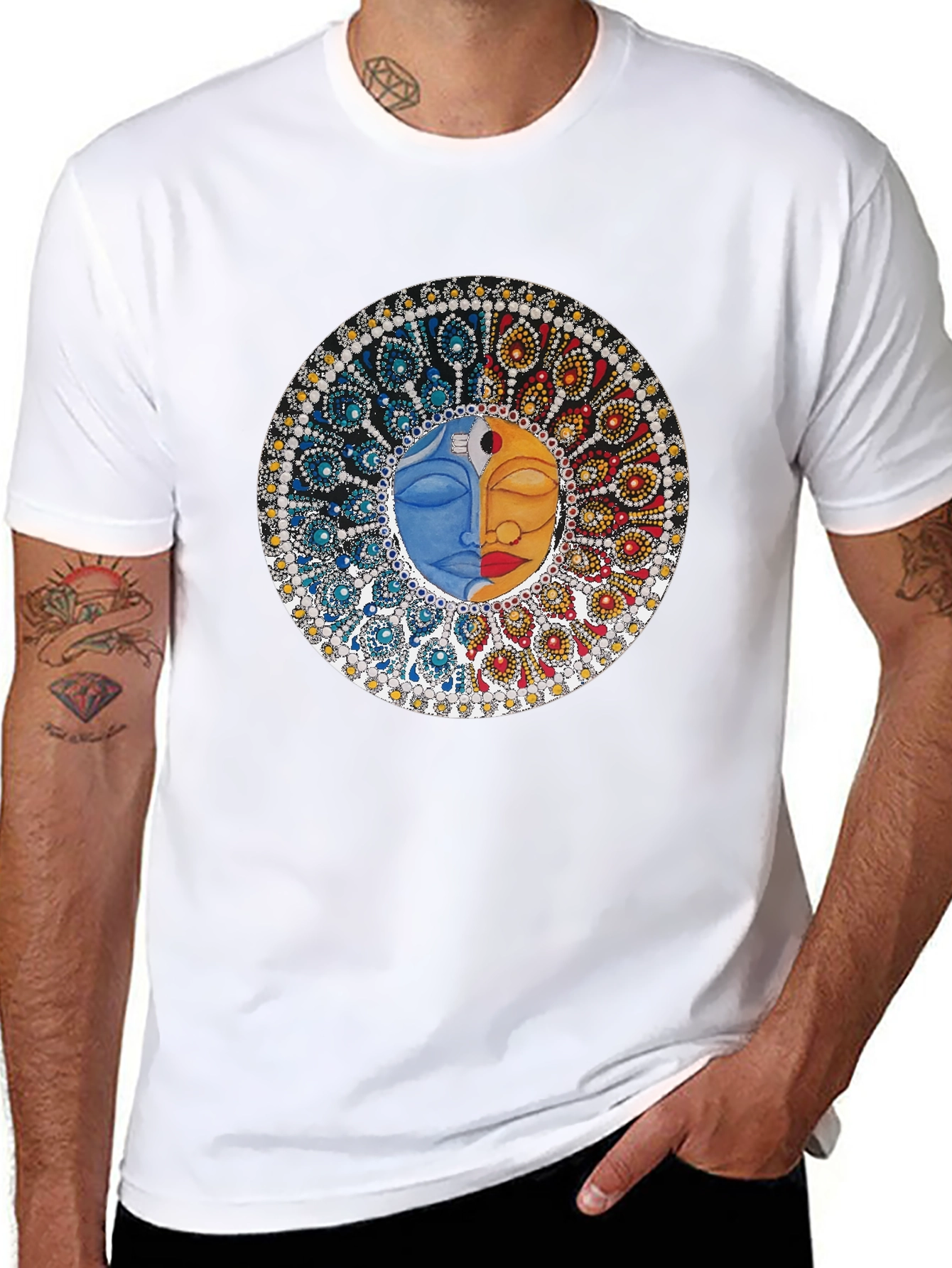 Yin Yang Face Graphic Tee - Unisex Black T-Shirt