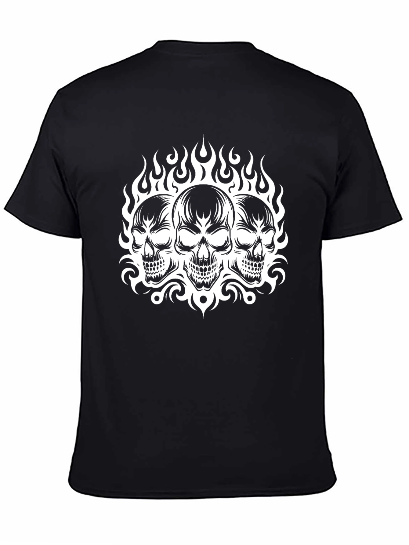 Skull Trio Graphic Tee - Bold Black T-Shirt