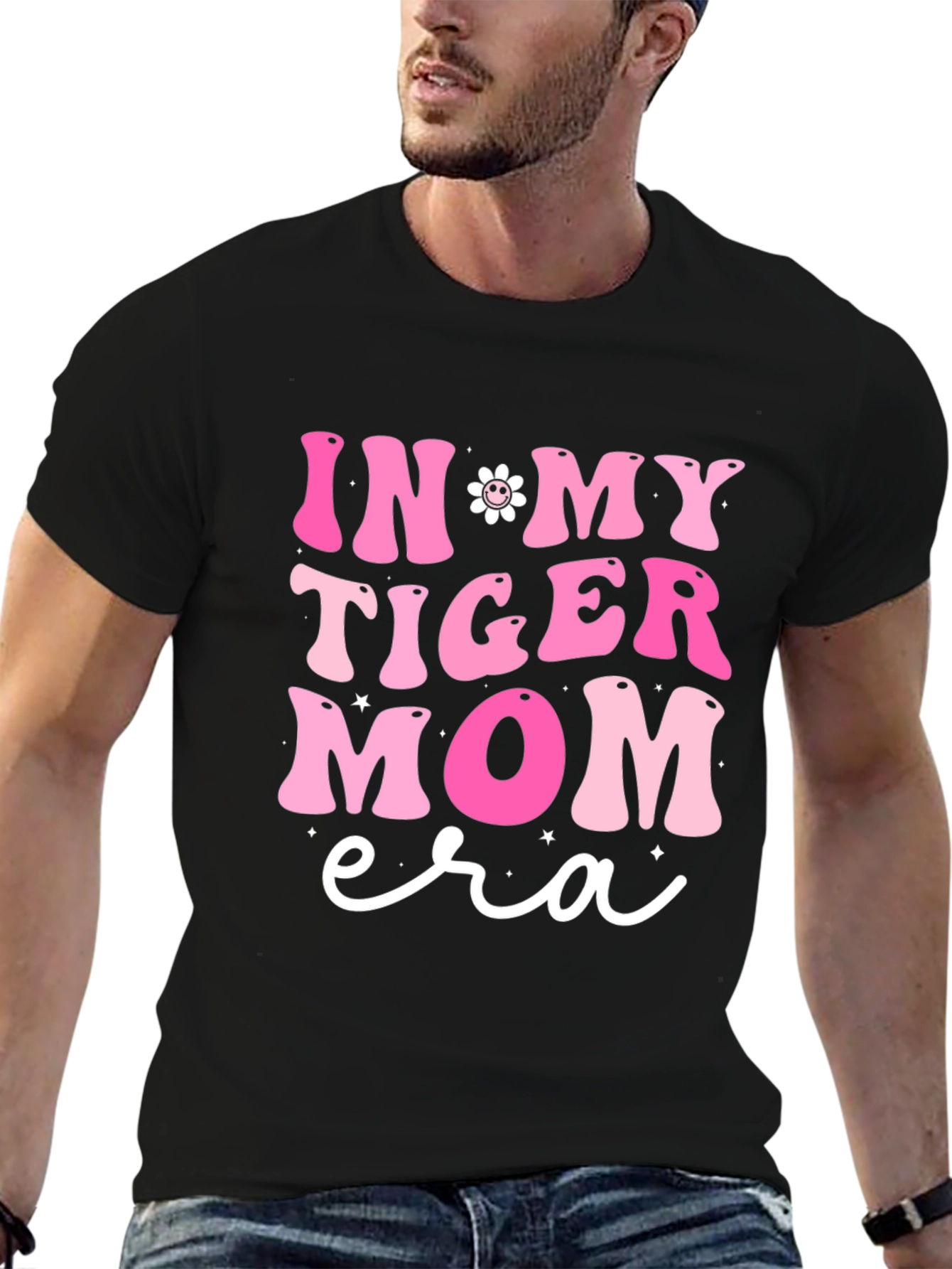 In My Tiger Mom Era Black Cotton T-Shirt