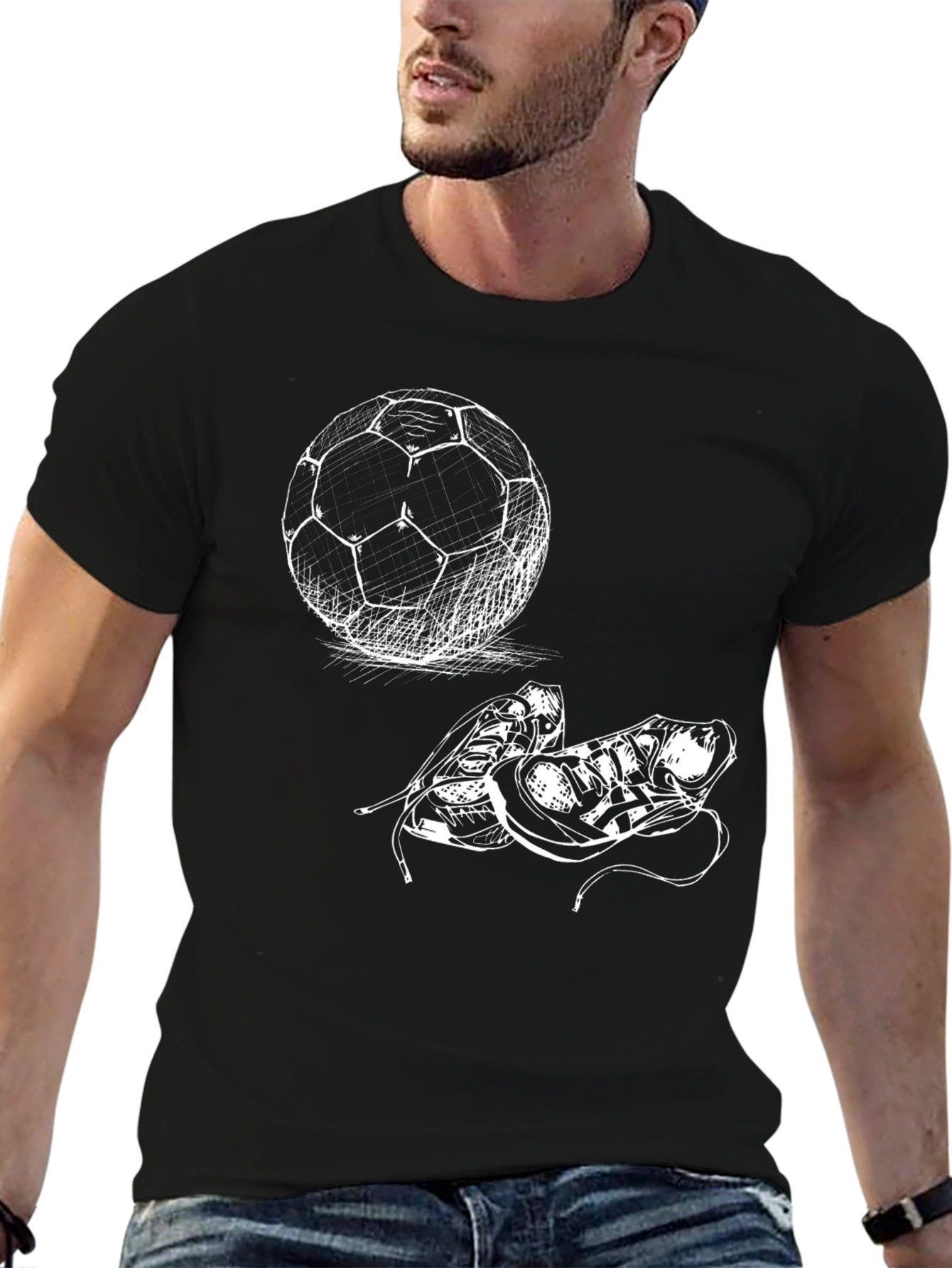 Soccer Ball & Cleats Graphic Tee - Black